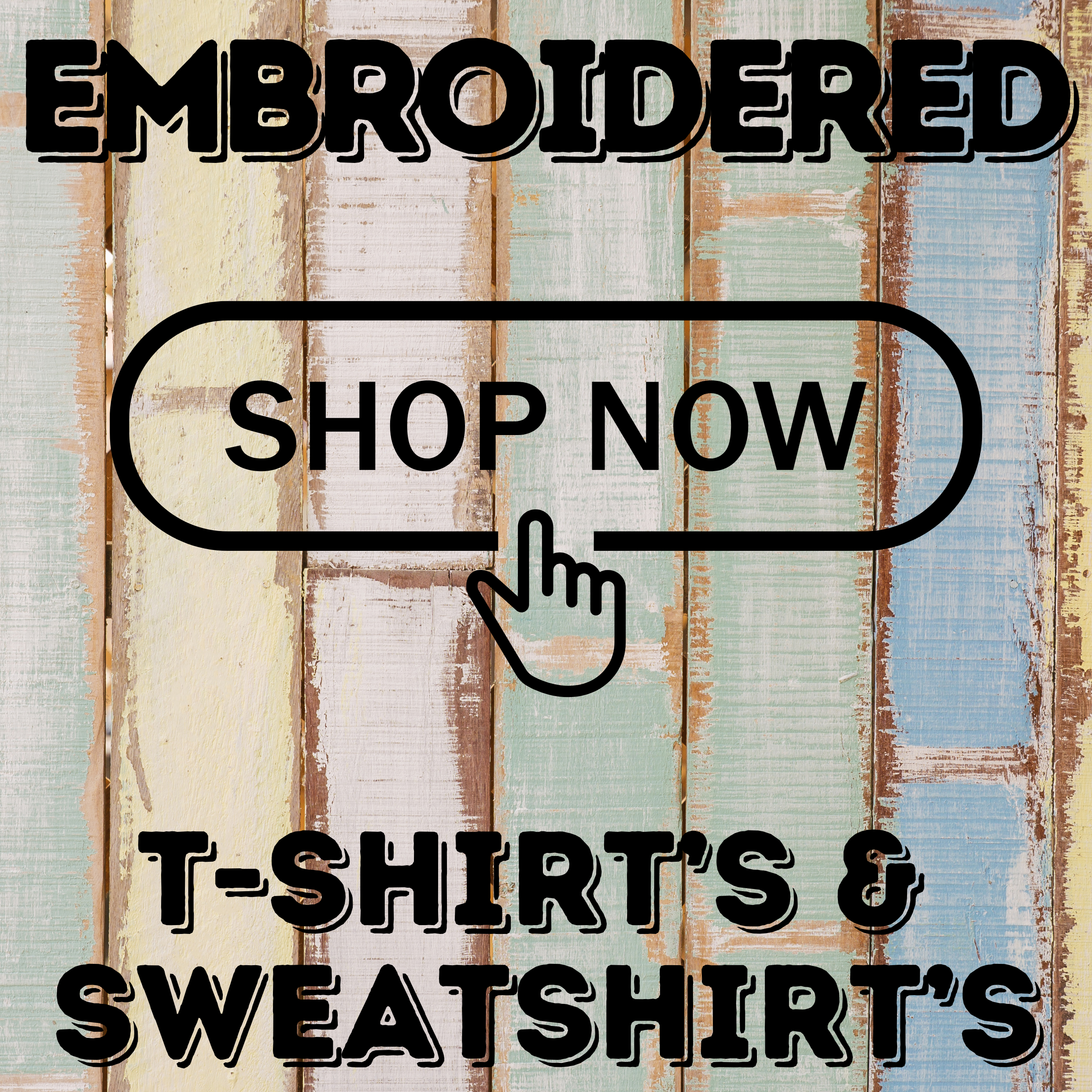 Embroidered t-shirts and sweatshirts with custom stitched designs