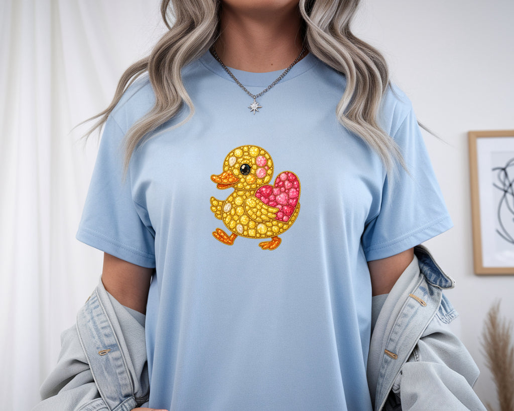 Adorable Duck Bling T-Shirt – Sparkly Gem Graphic Tee