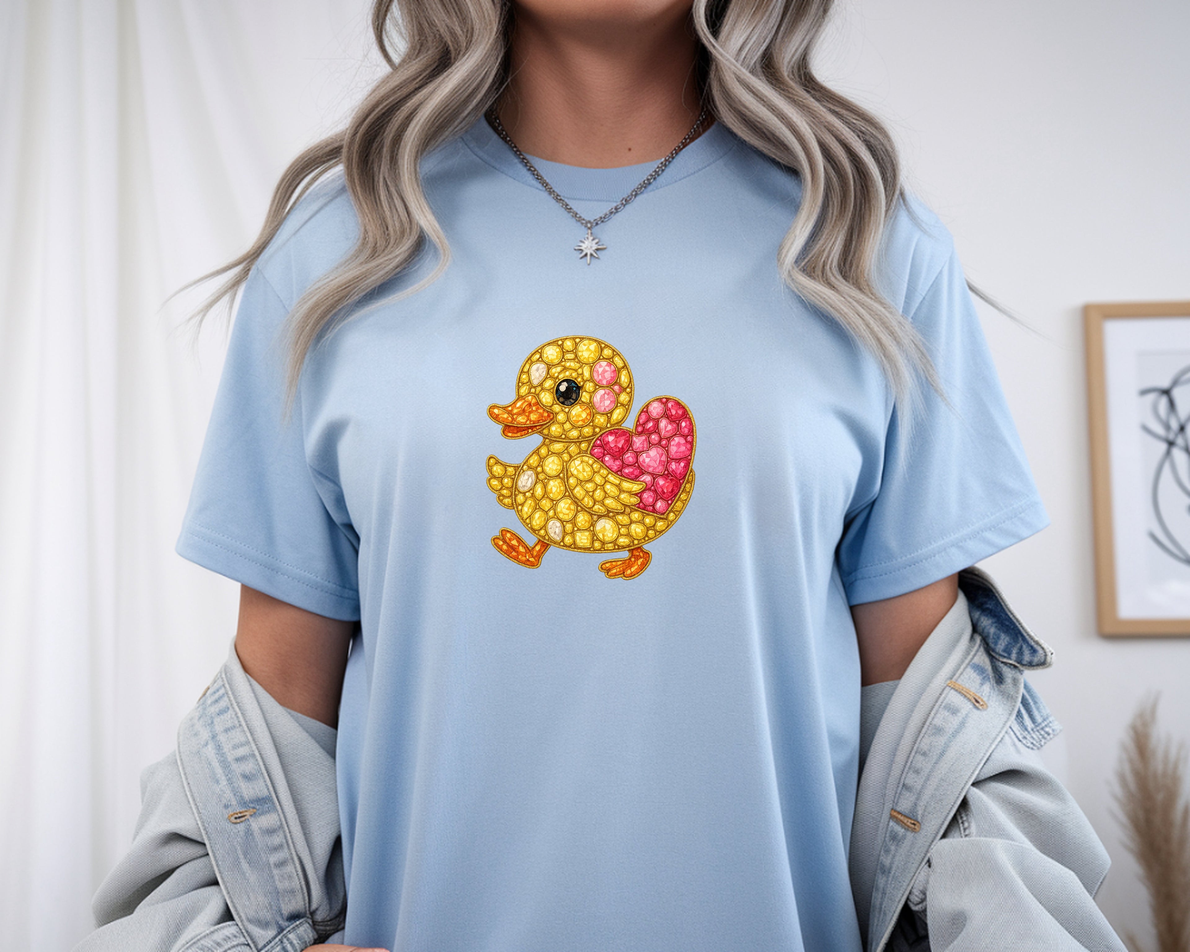 Adorable Duck Bling T-Shirt – Sparkly Gem Graphic Tee