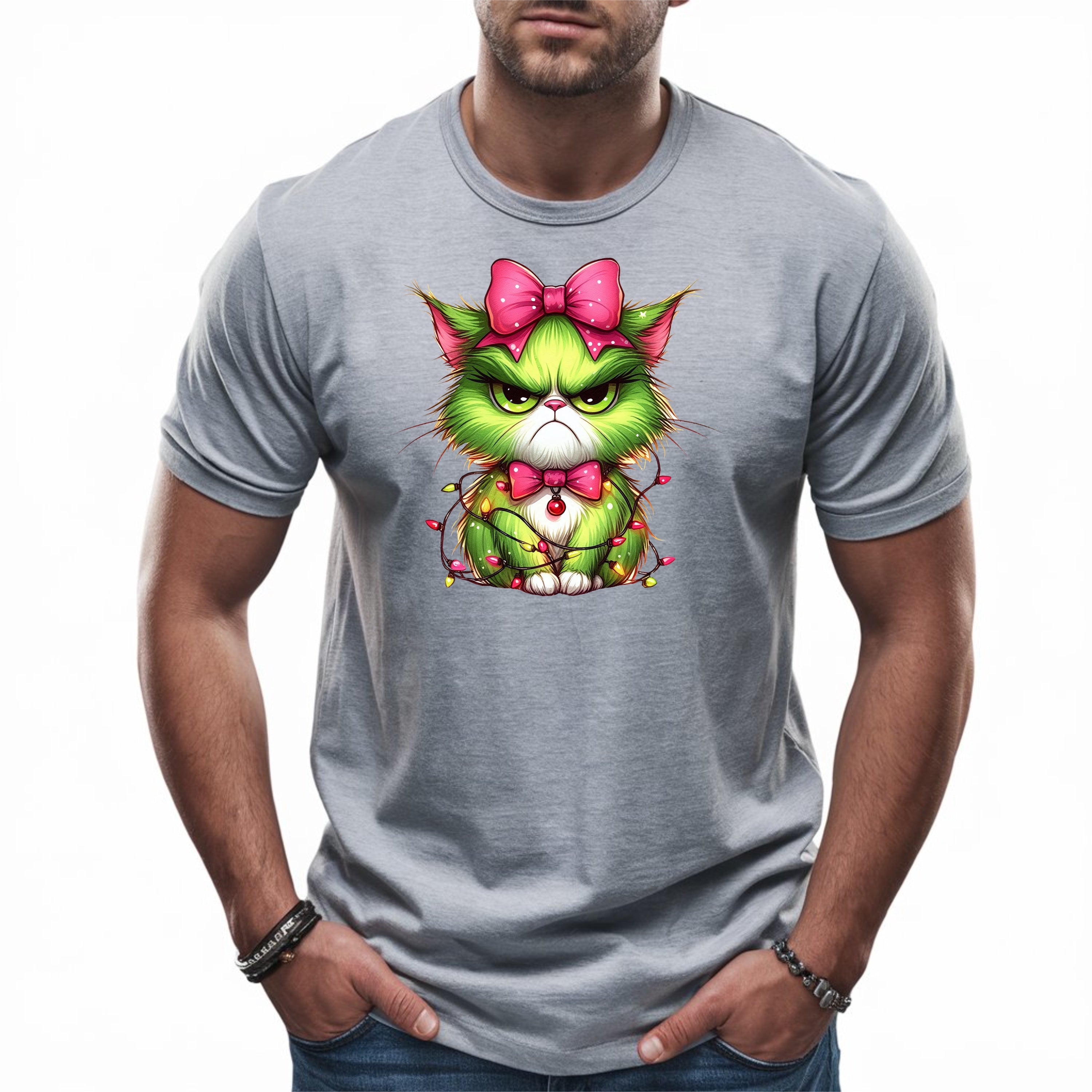 Colorful Grumpy Christmas Cat T-Shirt