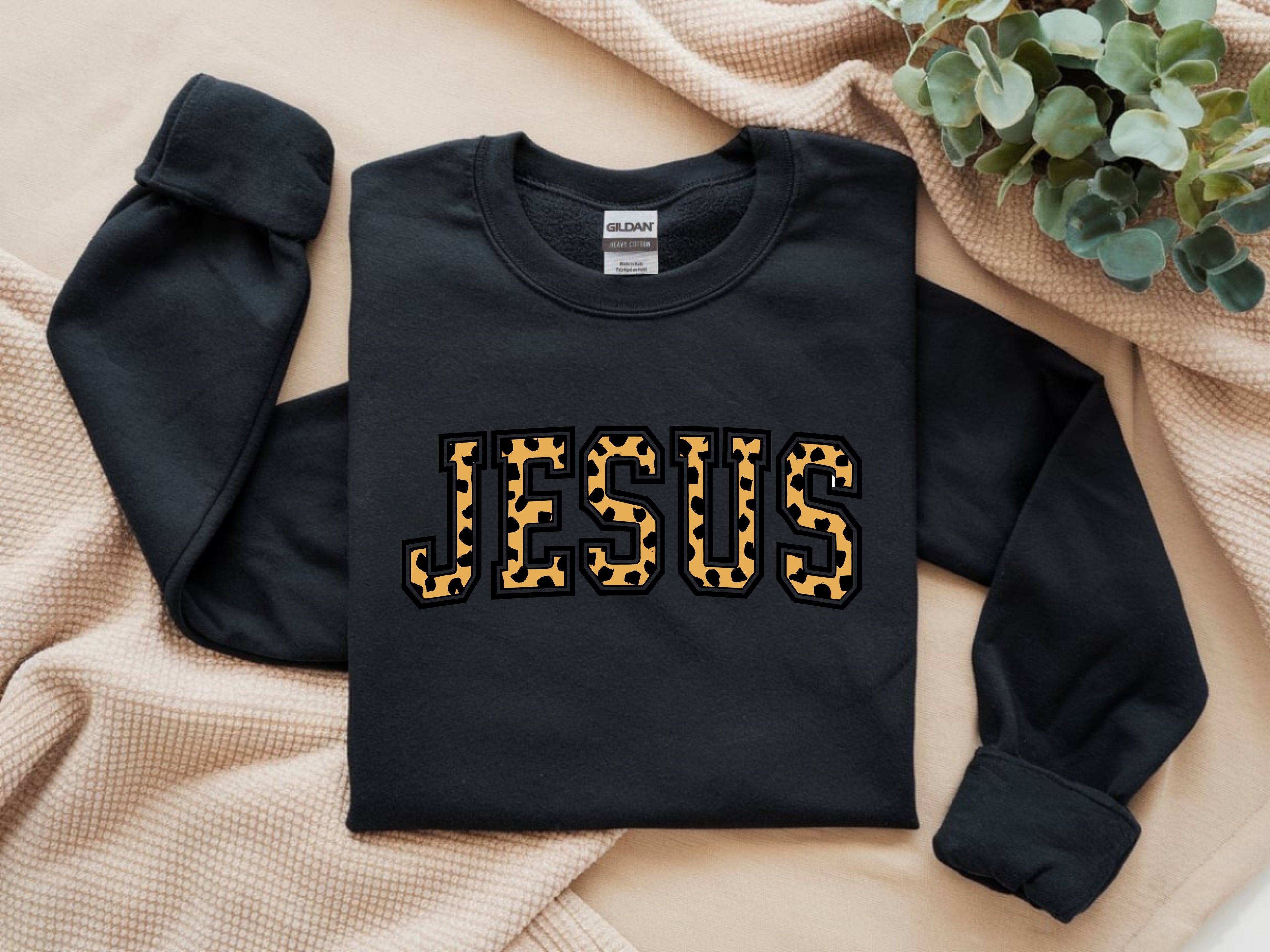 Jesus Animal Print Sweatshirt - Faith-Based Graphic Apparel