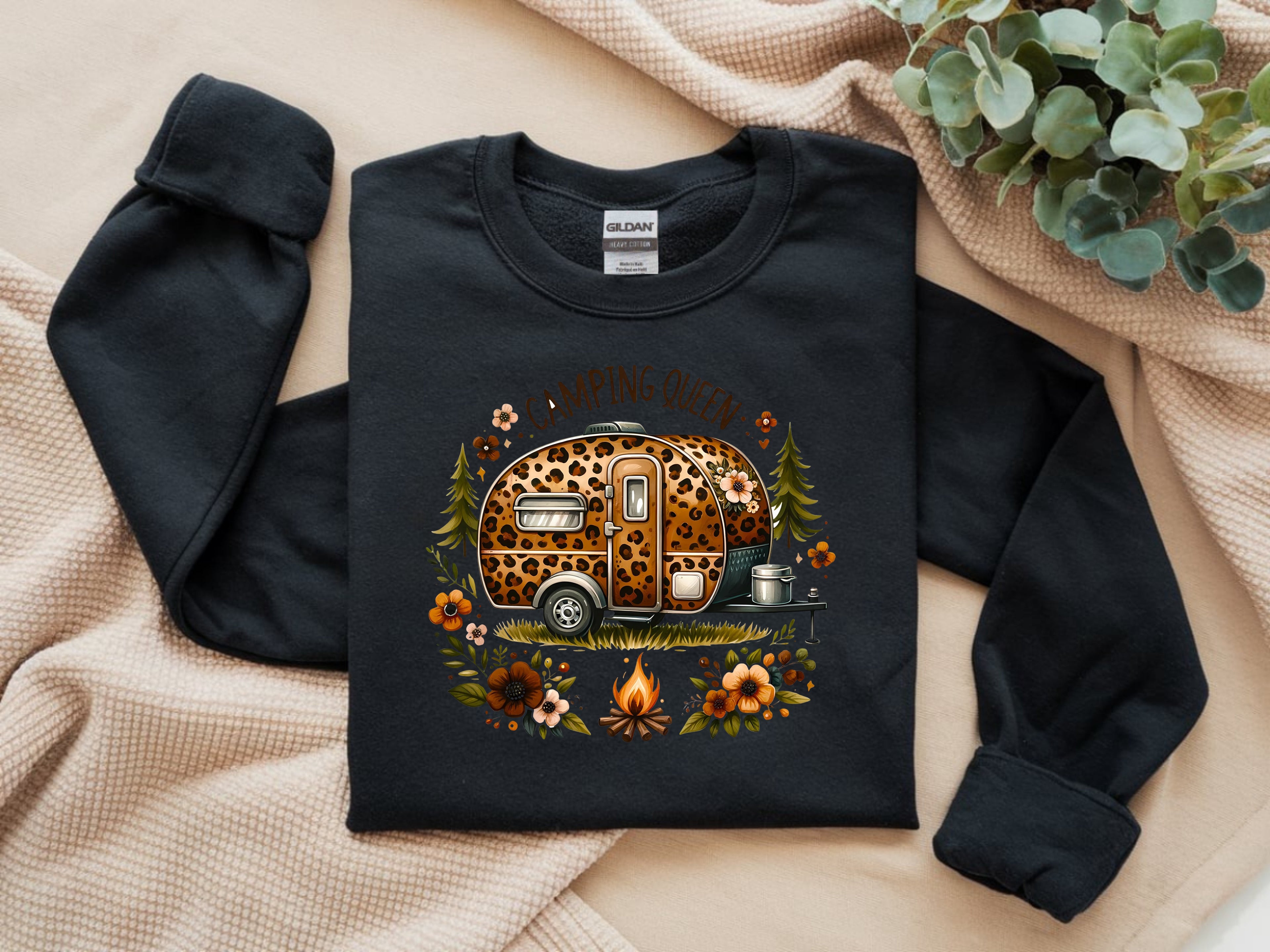 Camping Queen Sweatshirt - Outdoor Adventure Graphic Crewneck