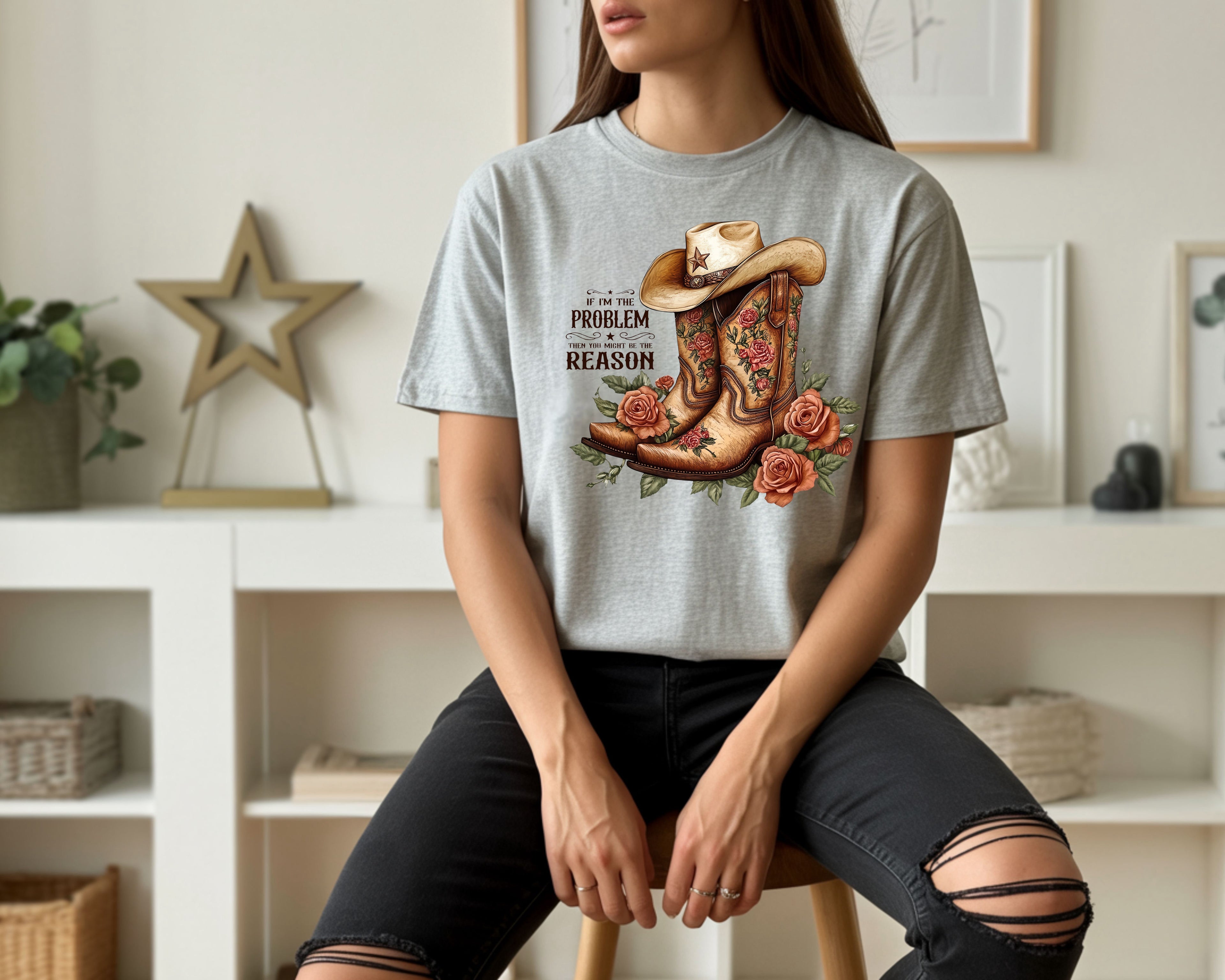 Well bless your heart If I'm the Problem...Sassy Floral Boots T-Shirt