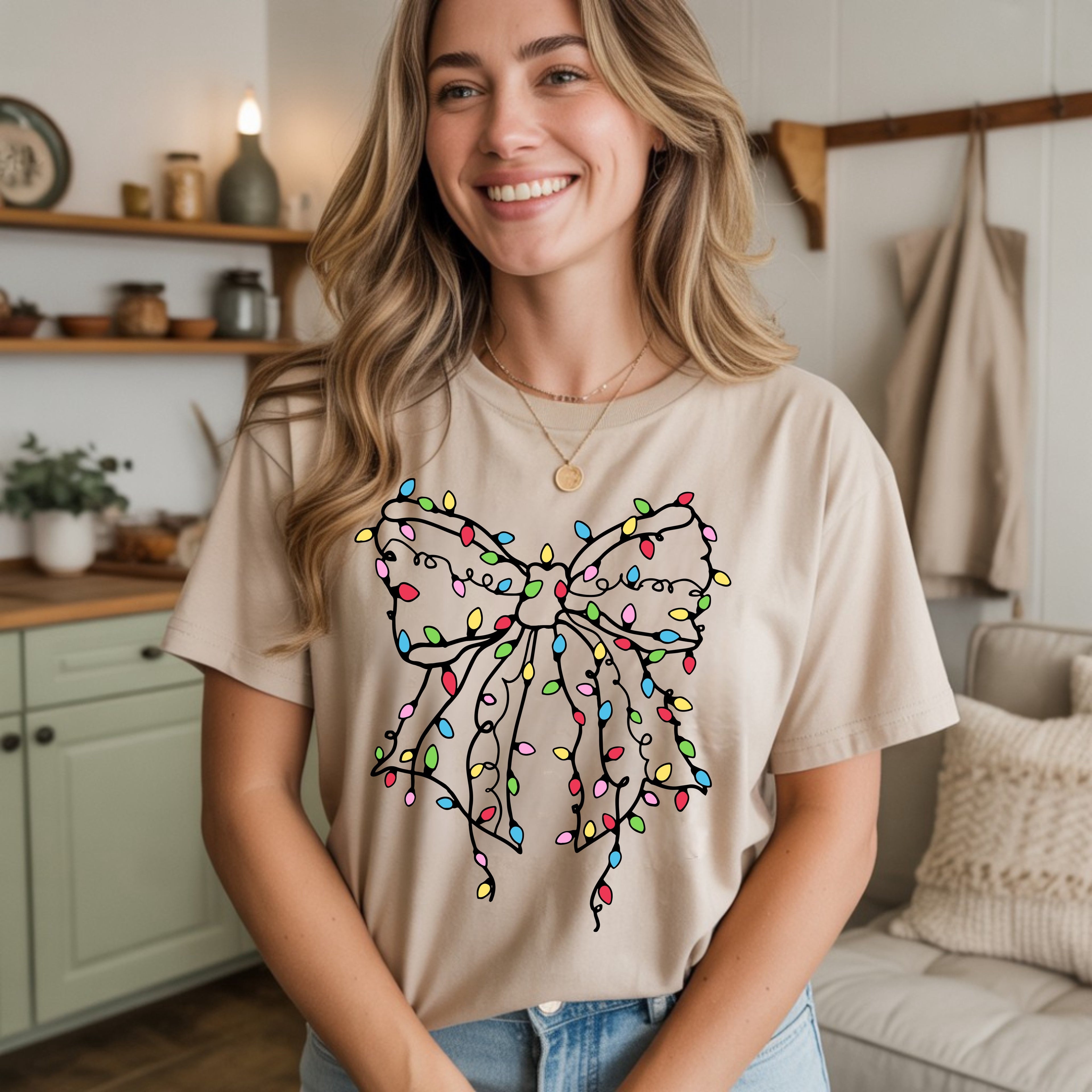 Christmas Bow with Lights T-Shirt