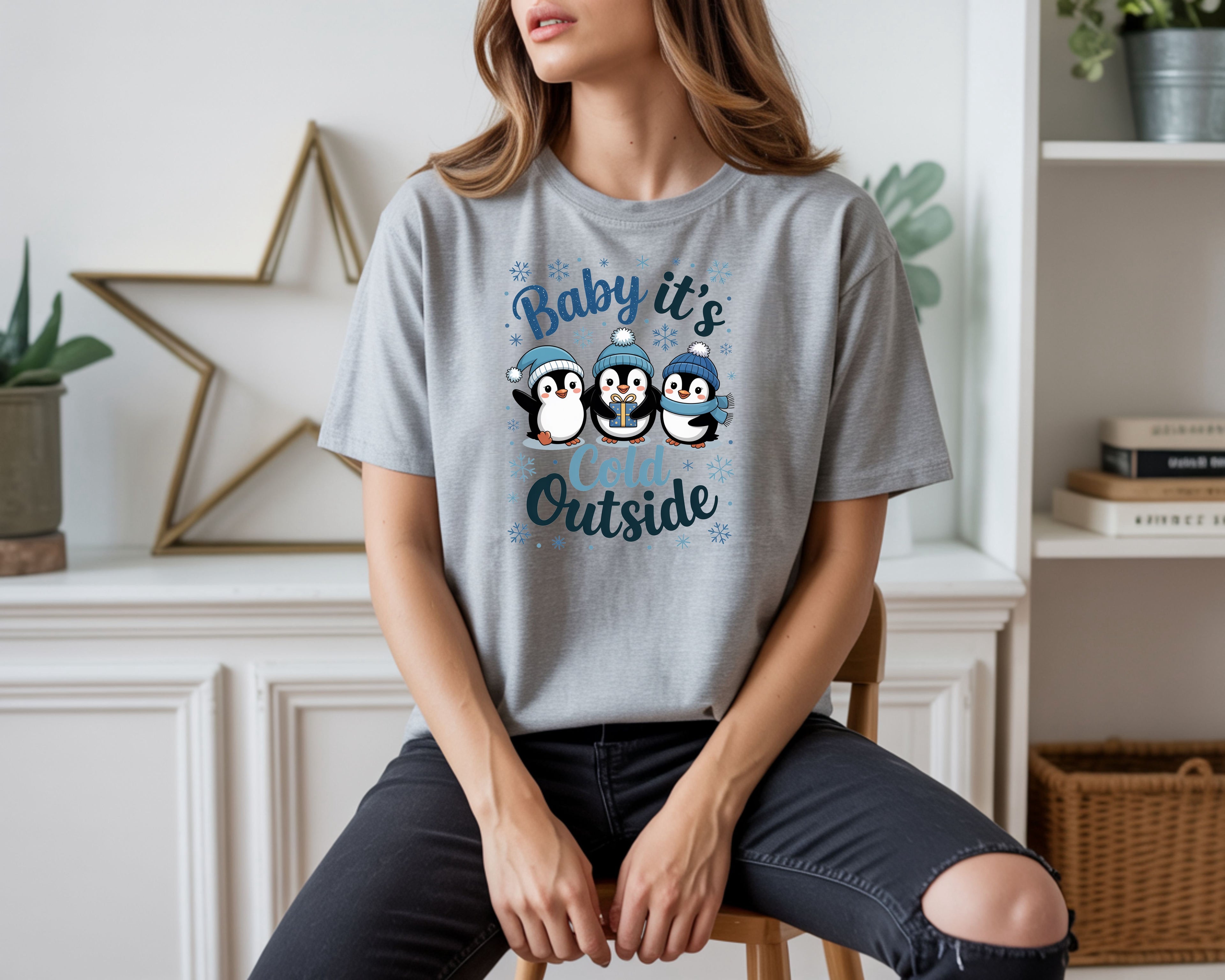 Baby It's Cold Outside Penguin Themed  T-Shirt