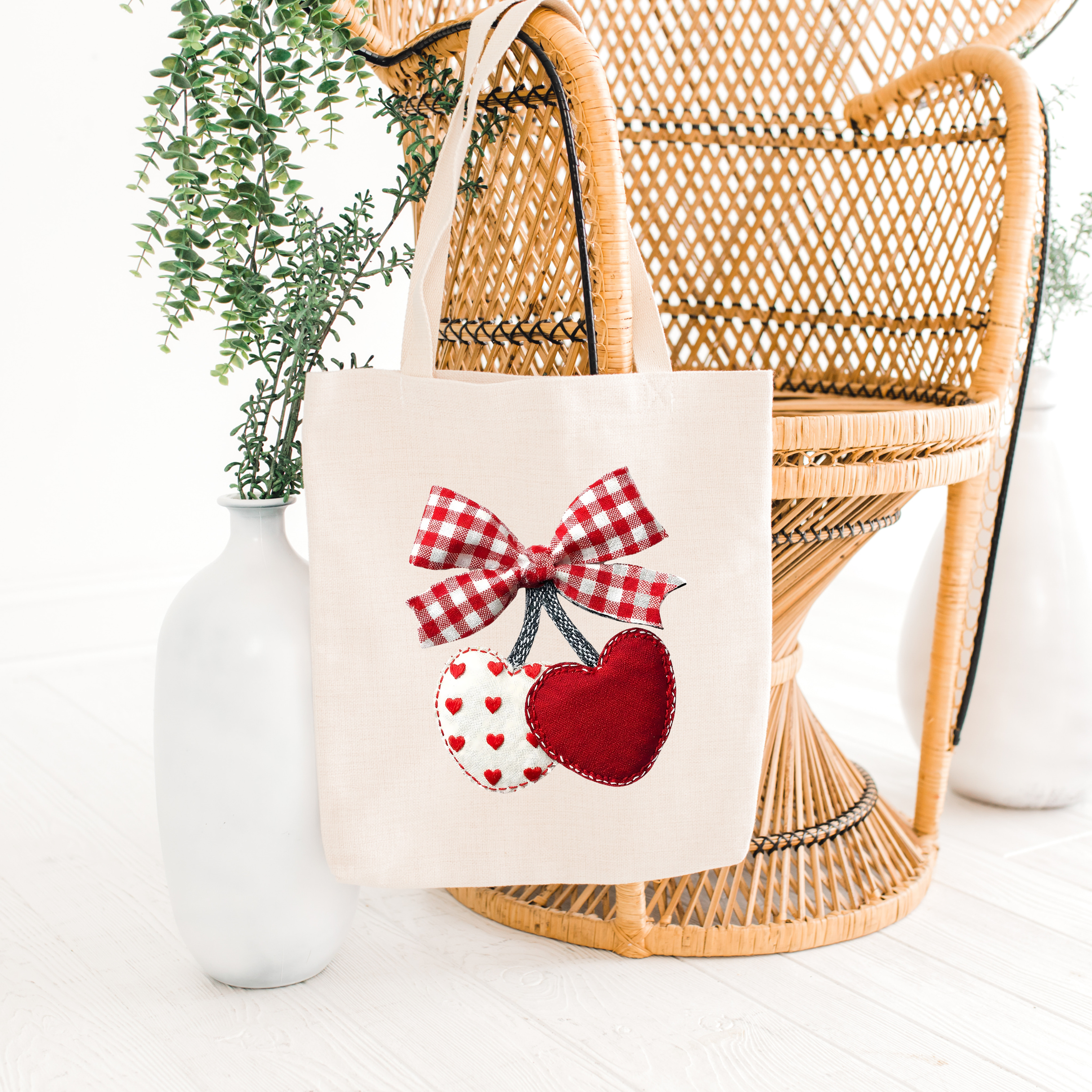 Hearts and Bow Eco-Friendly Canvas Tote