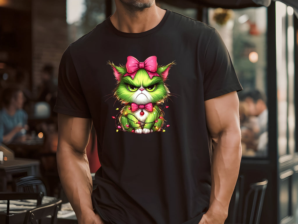 Colorful Grumpy Christmas Cat T-Shirt