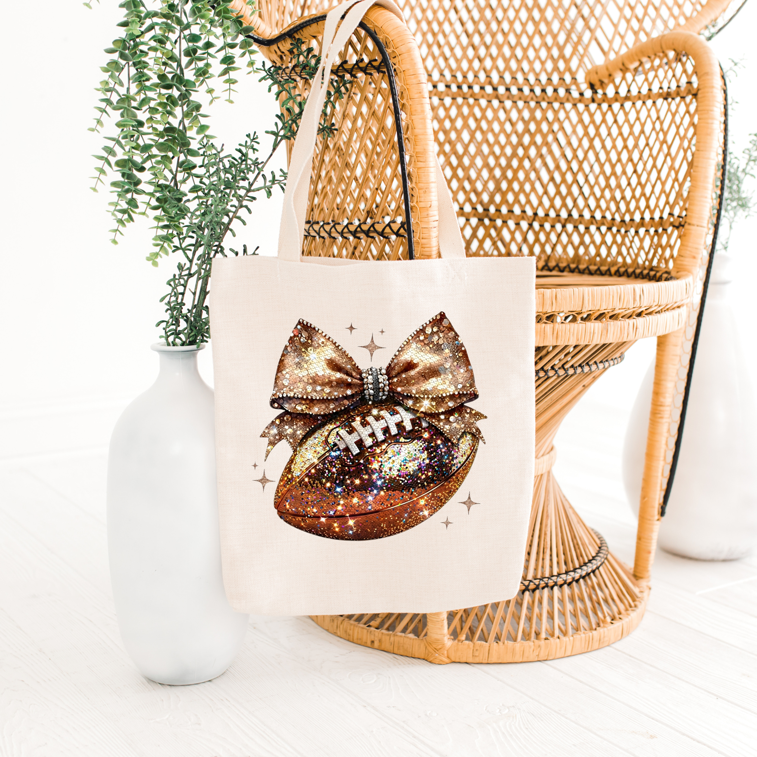 Football Sparkle Eco-Friendly Canvas Tote