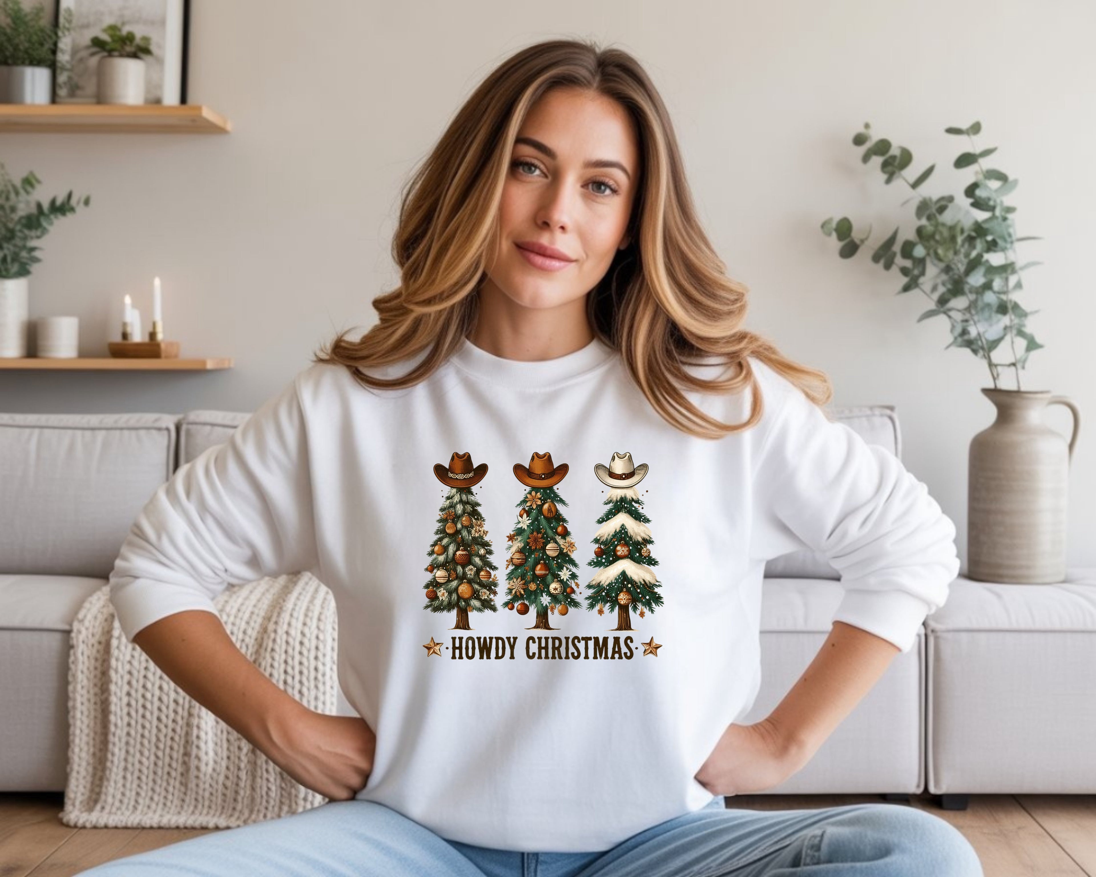 Howdy Christmas Western Tree | Rustic Holiday Design Sweatshirt