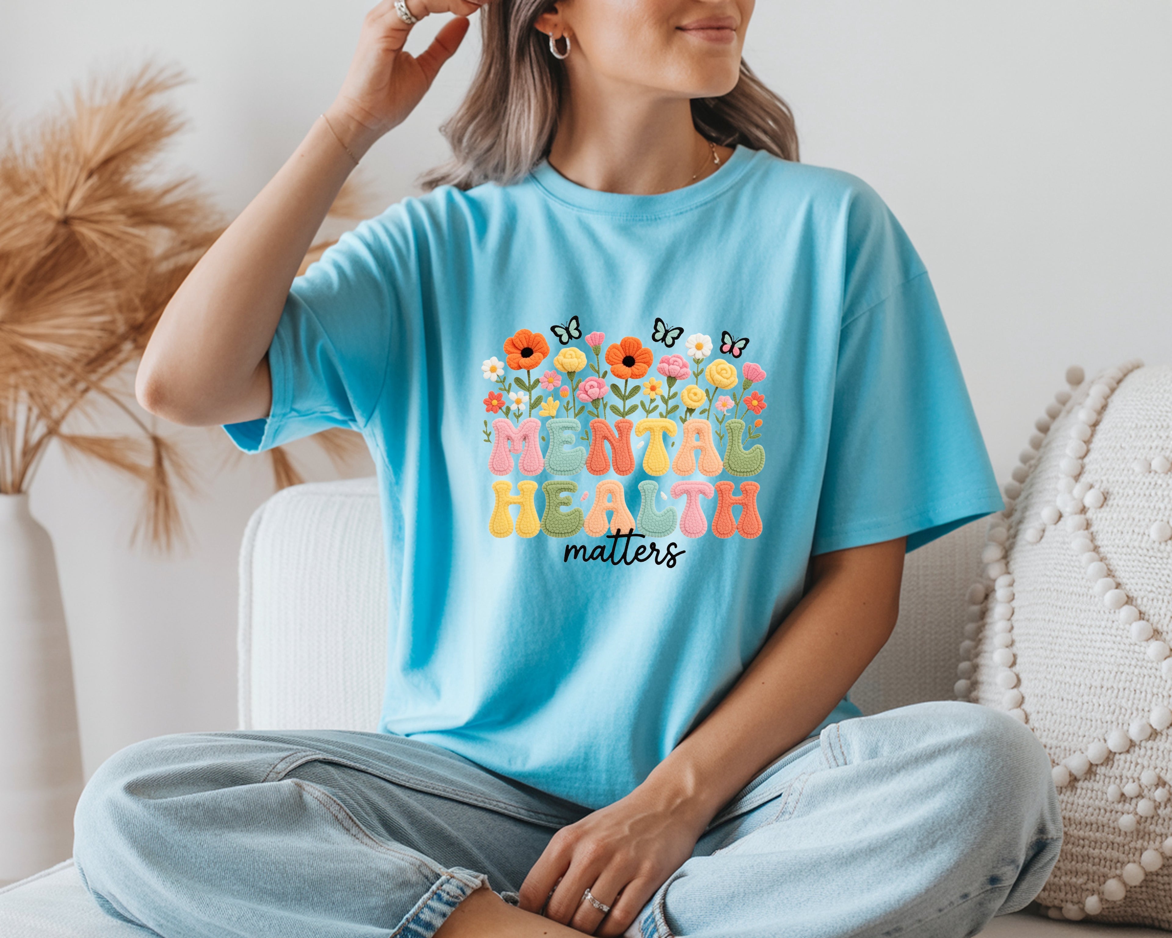 Mental Health Matters Floral Graphic T-Shirt | Cute Inspirational Tee for Women | Chandrella