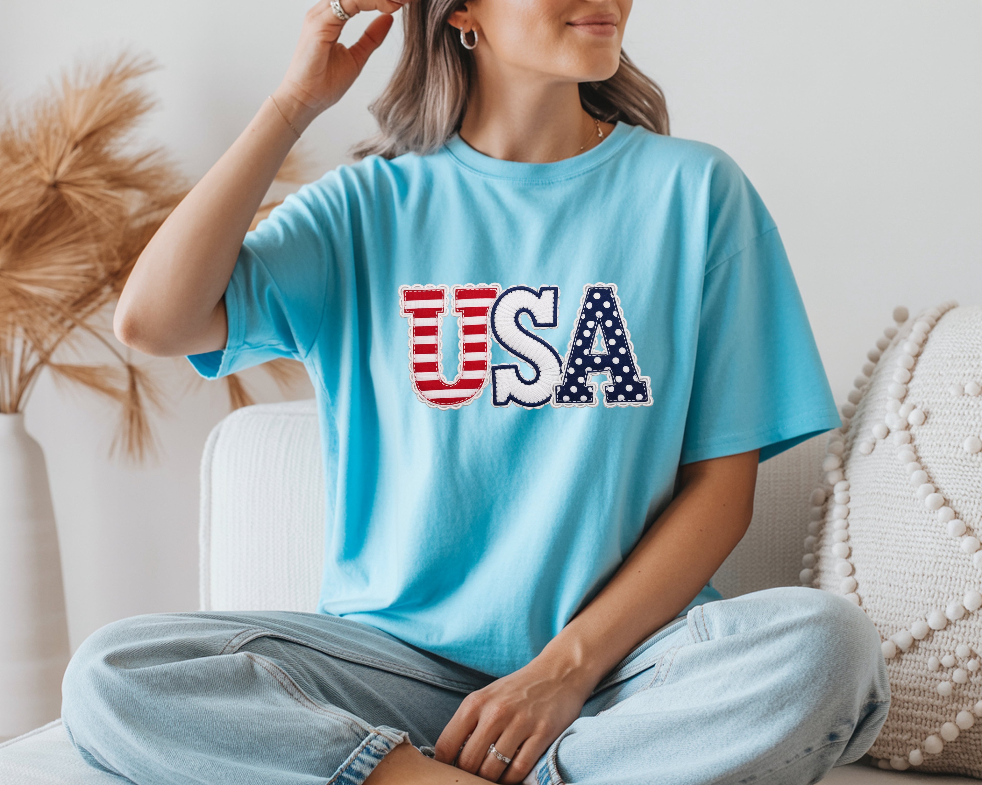 USA Faux Applique T-Shirt