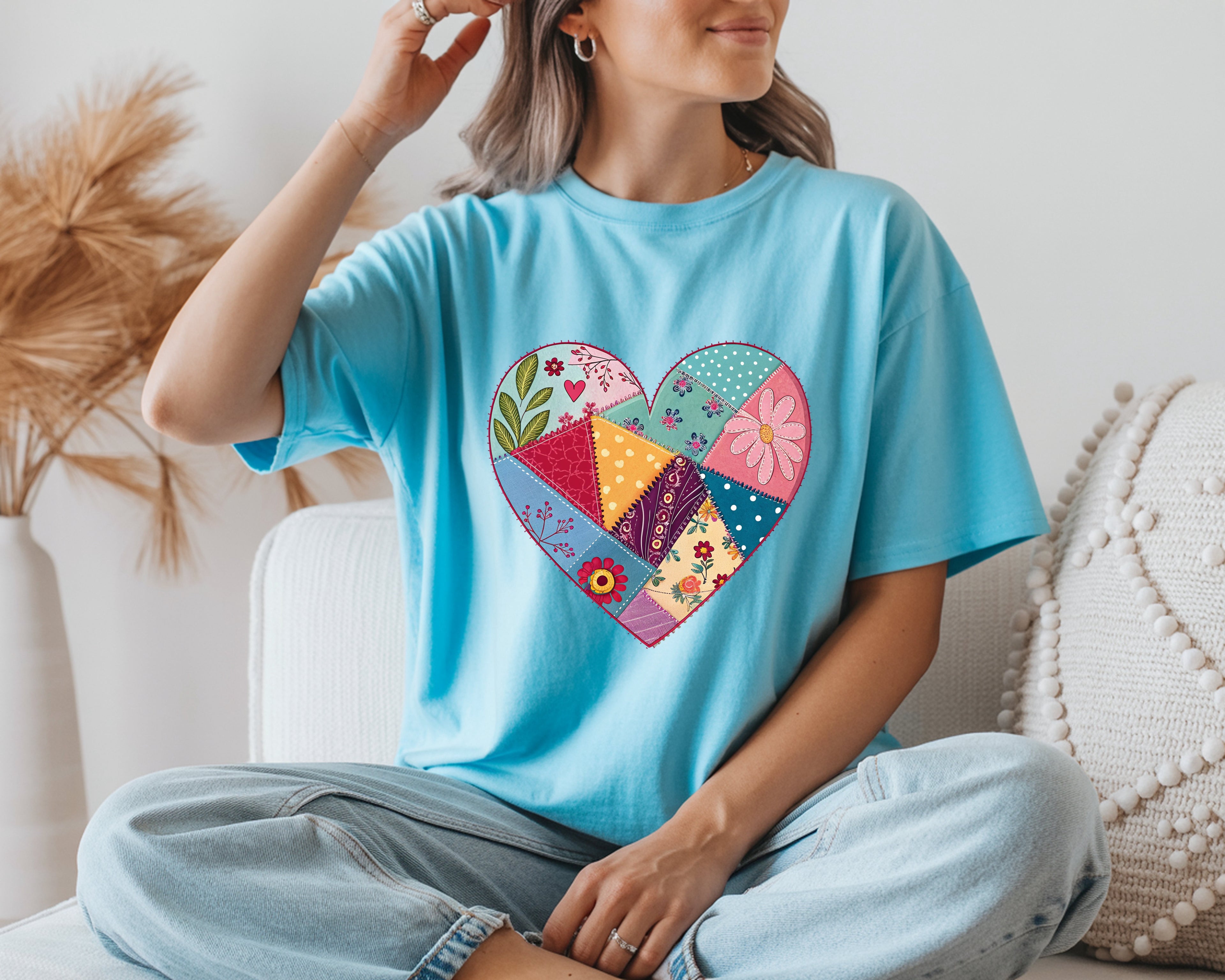 Faux Patchwork Heart T-Shirt