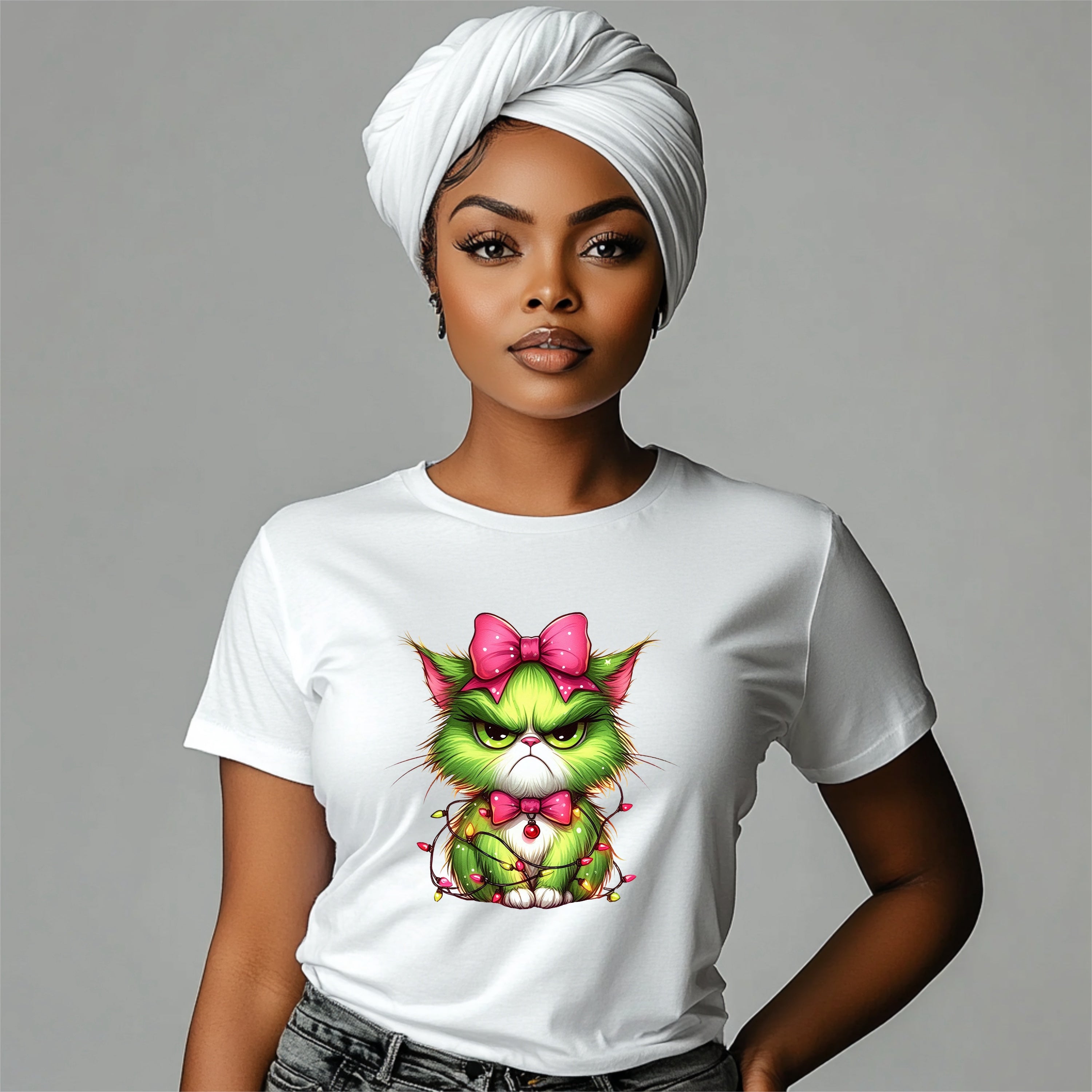 Colorful Grumpy Christmas Cat T-Shirt