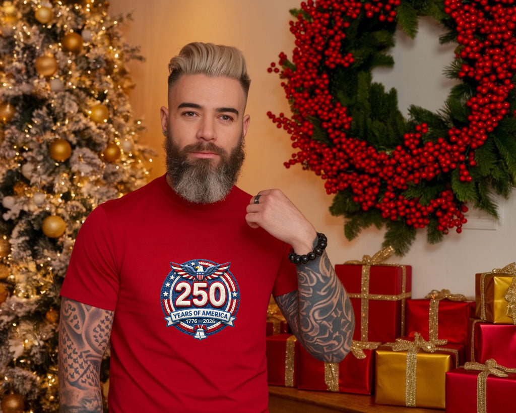 250 Years Faux Yarn T-Shirt – Patriotic Graphic Tee