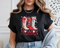 Howdy Valentine Faux Embroidery Boots T-Shirt