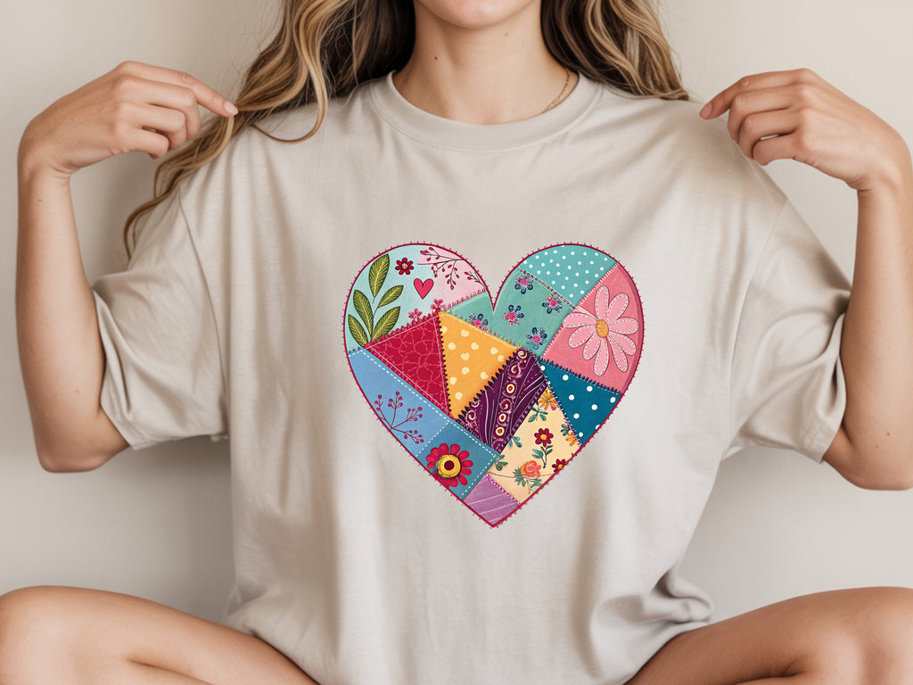 Faux Patchwork Heart T-Shirt