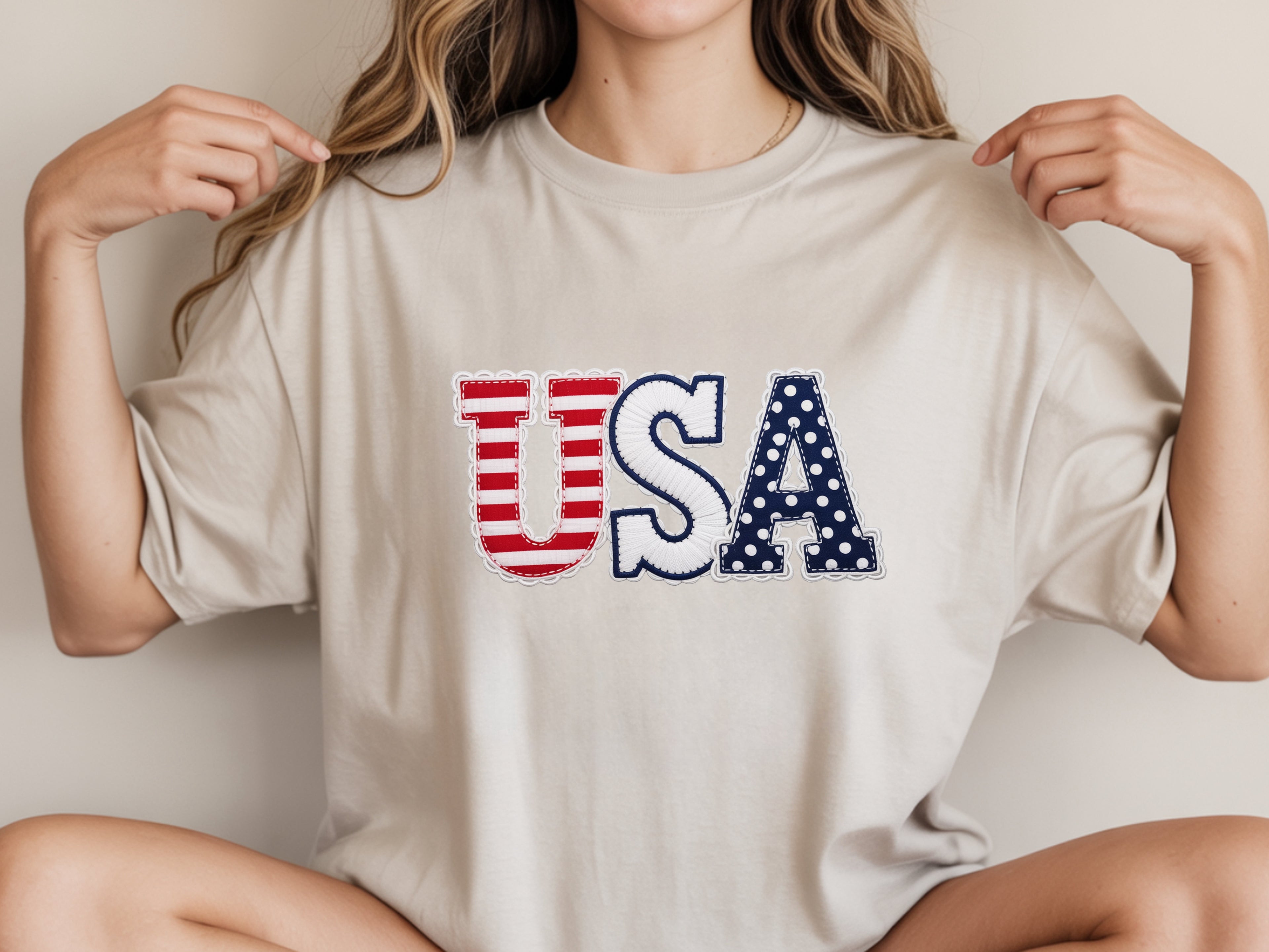 USA Faux Applique T-Shirt