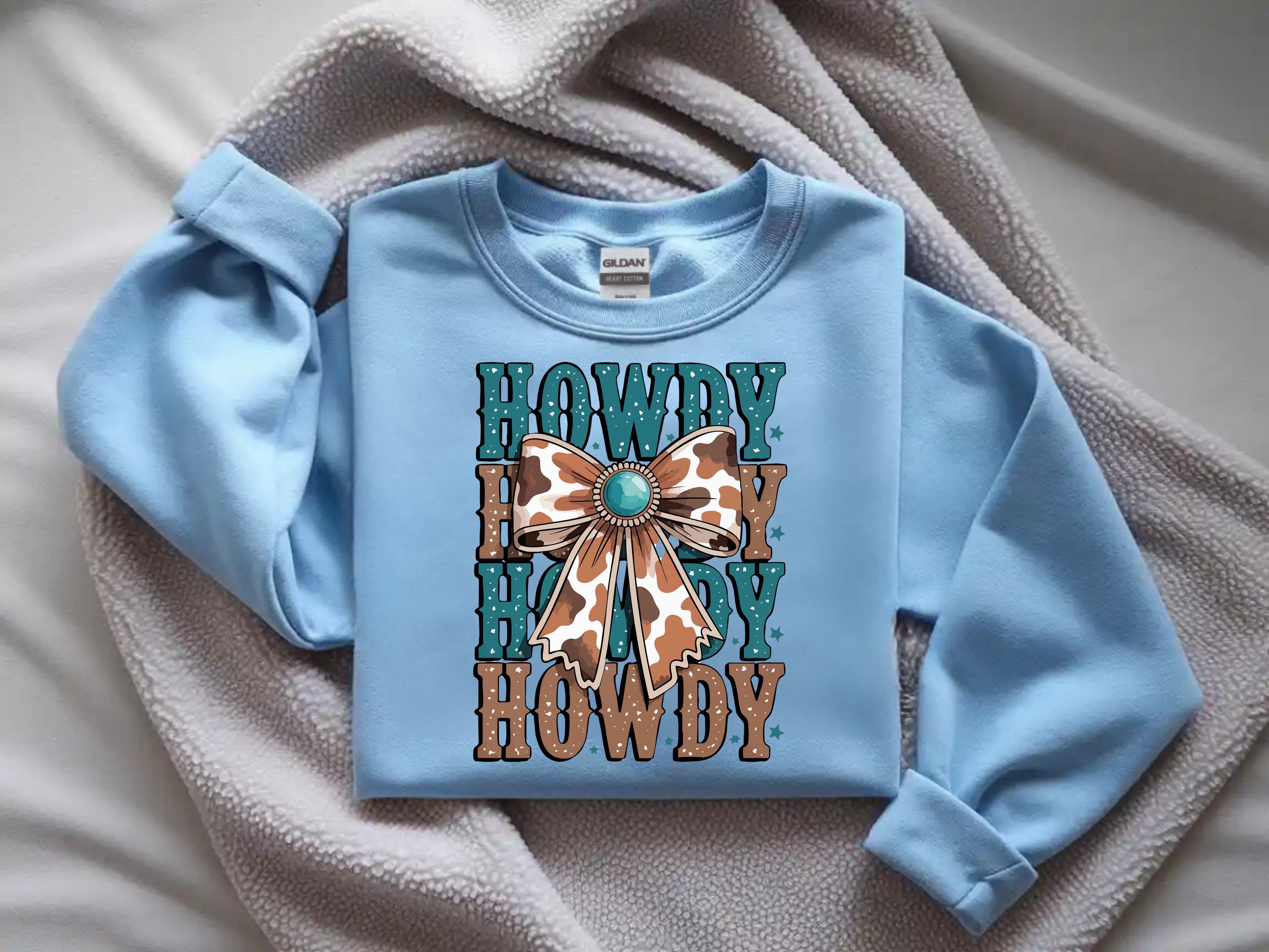 Howdy, Howdy with Animal Print Bow Sweatshirt - Western Style Apparel