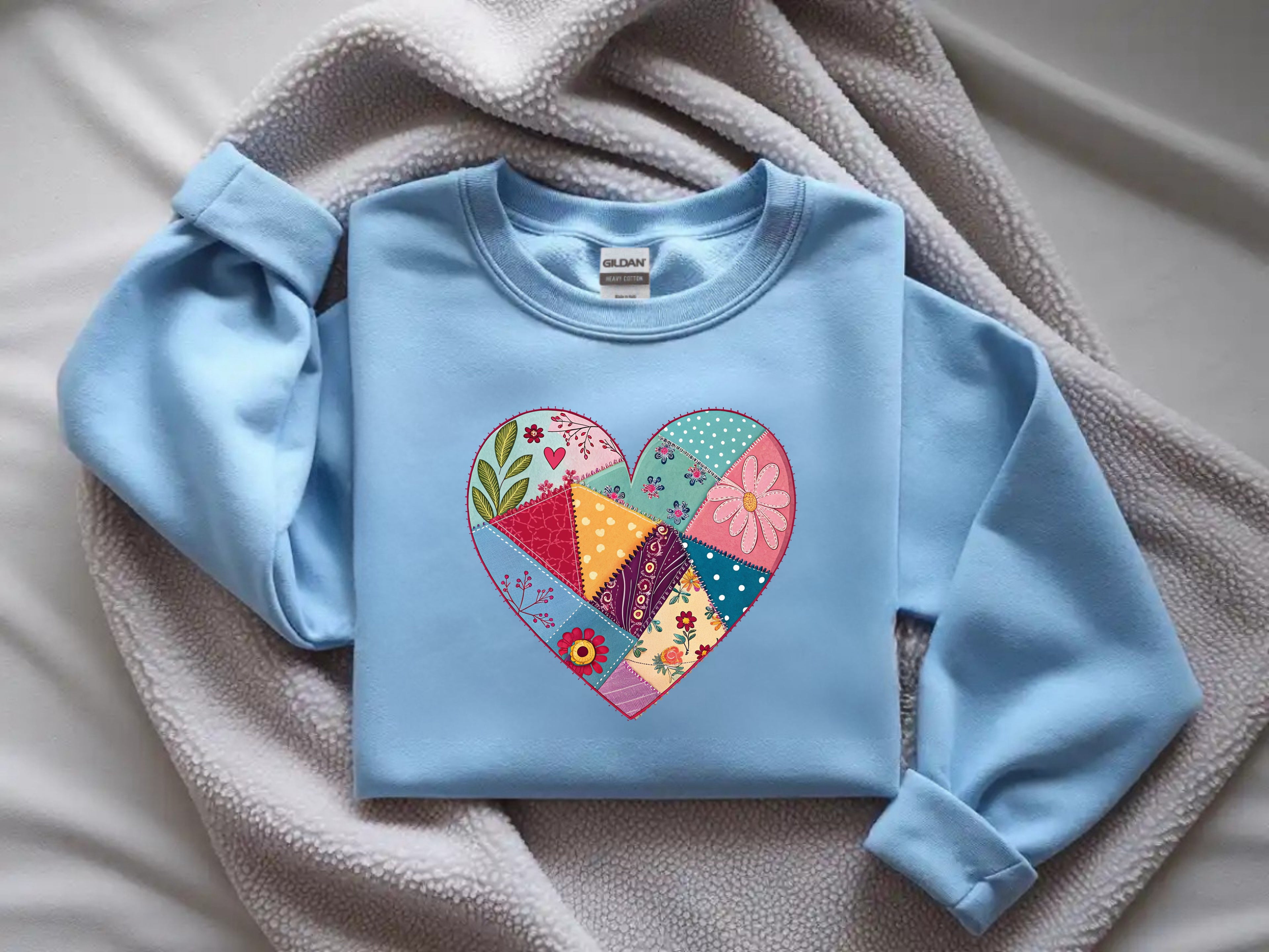 Faux Patchwork Heart Sweatshirt
