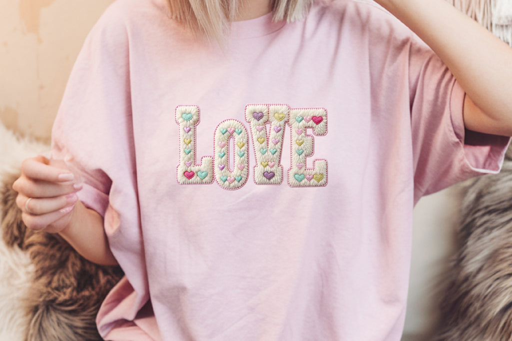 Love Faux Yarn Vibe T-Shirt - Cozy Graphic Tee