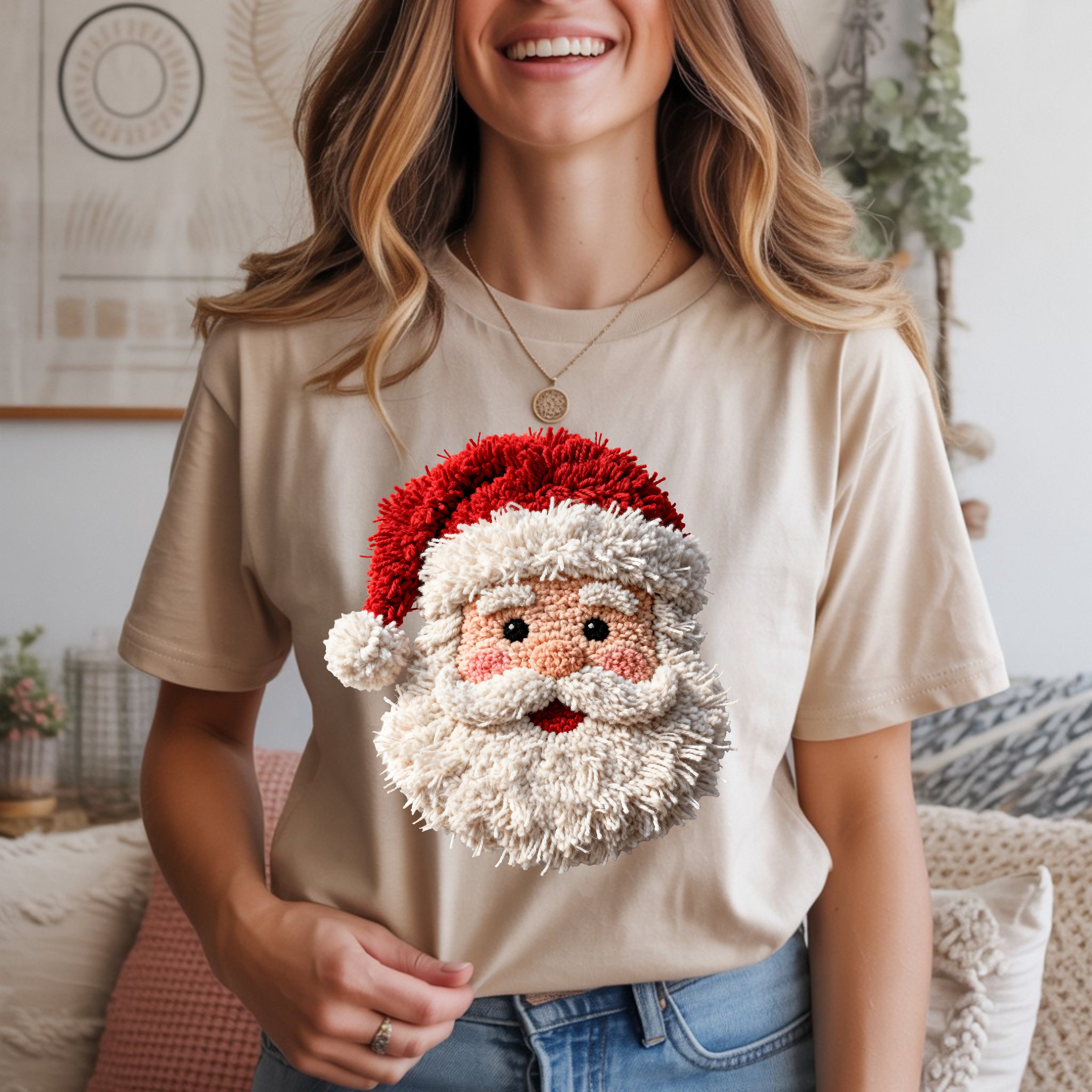 Santa Face Faux Yarn - T-Shirt