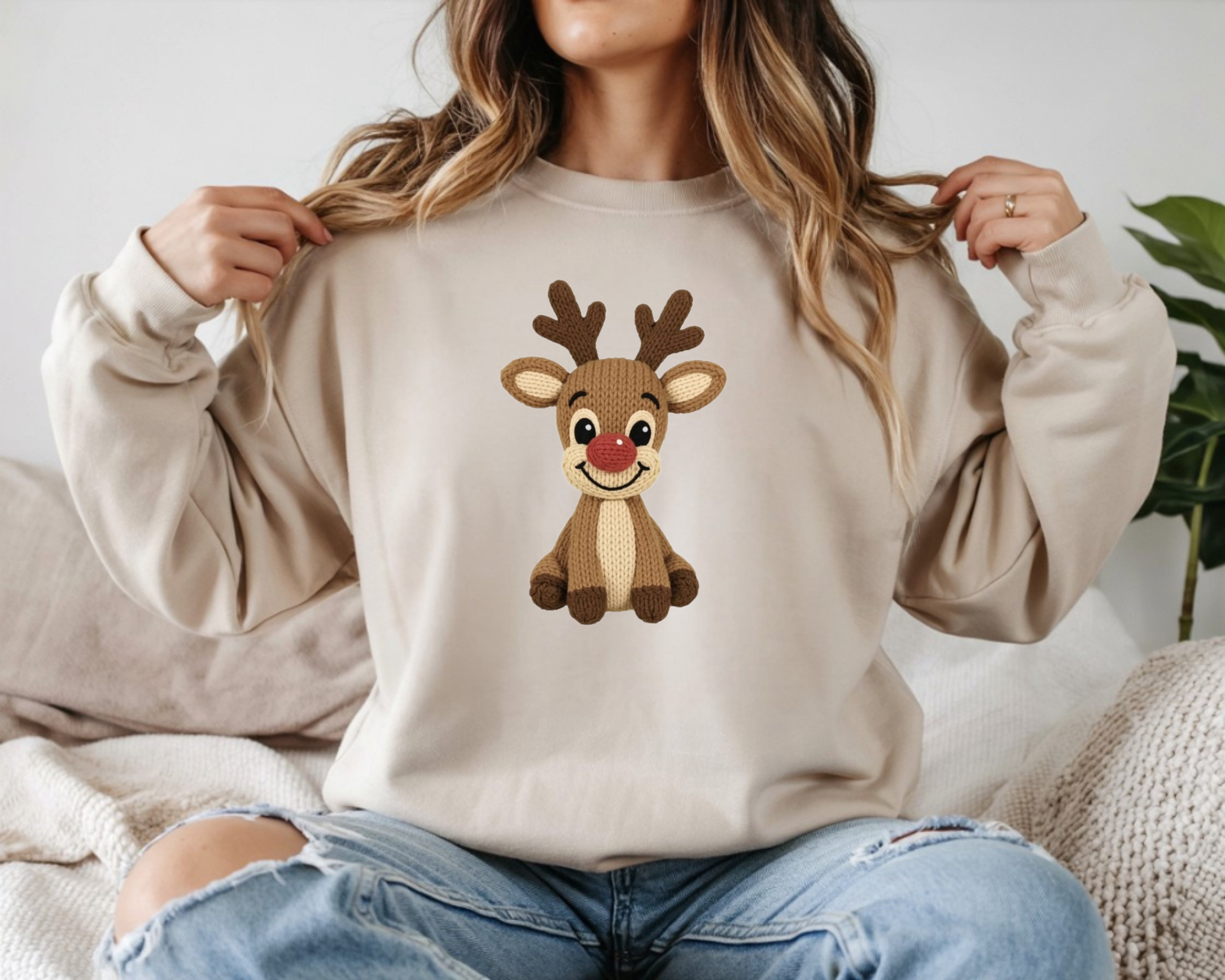 Festive Knit Boy Reindeer Sweatshirt