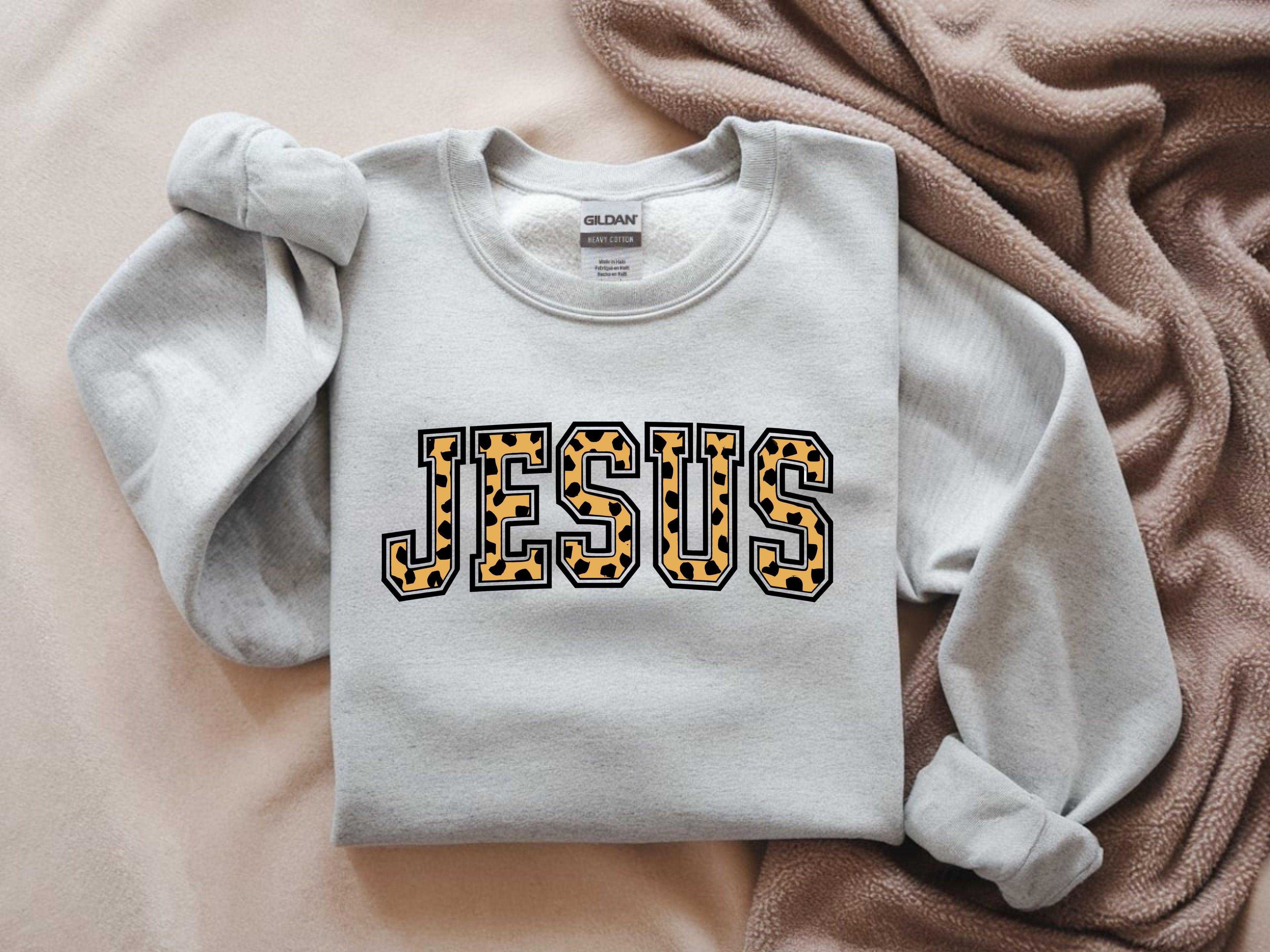Jesus Animal Print Sweatshirt - Faith-Based Graphic Apparel