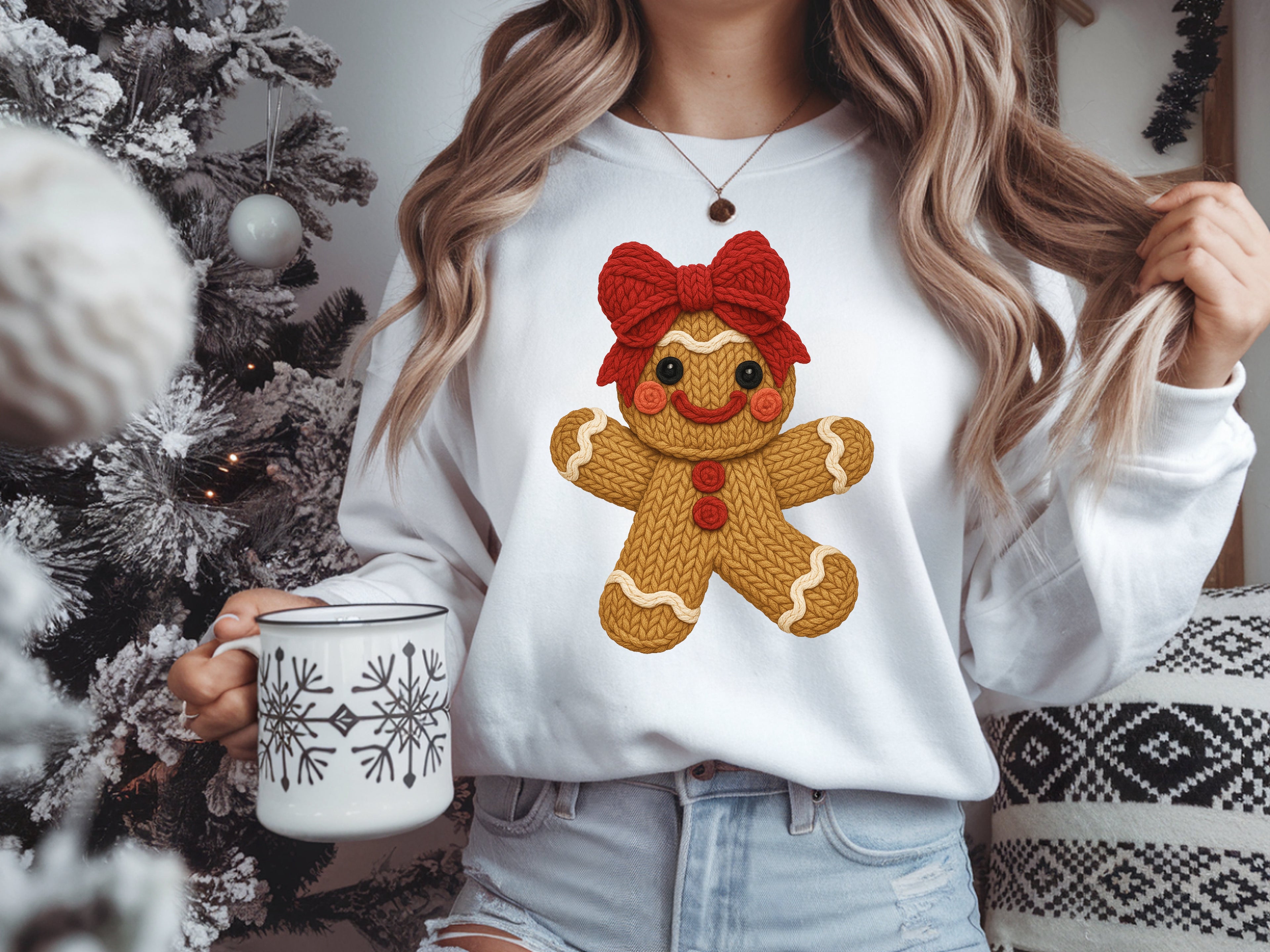 Crochet Gingerbread Girl Sweatshirt
