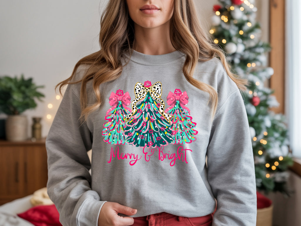 Merry & Bright Christmas Trees Sweatshirt