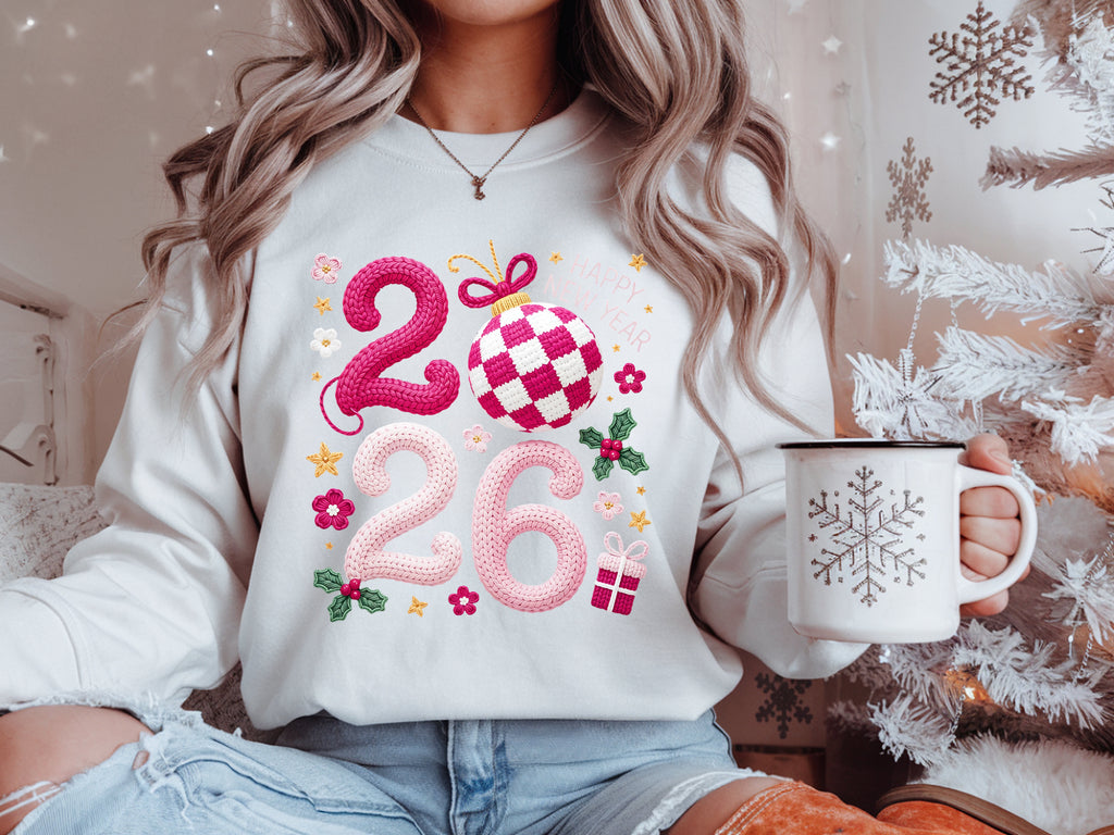 2026  Faux Yarn Happy New Year Sweatshirt