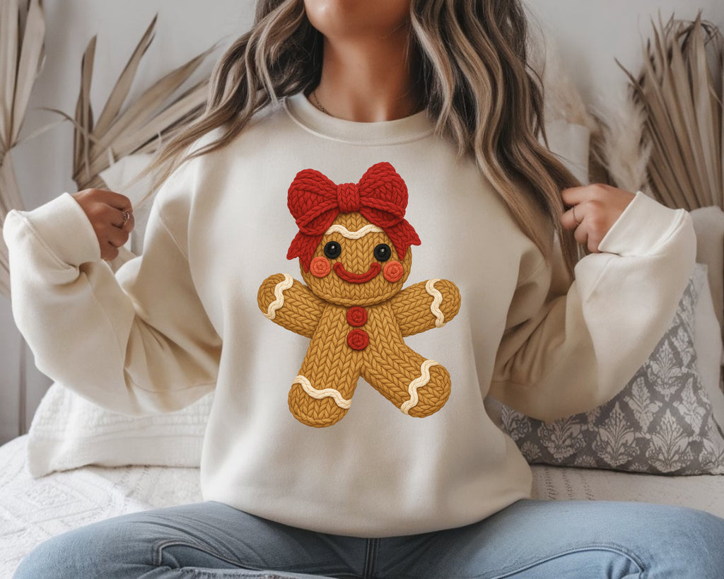 Crochet Gingerbread Girl Sweatshirt