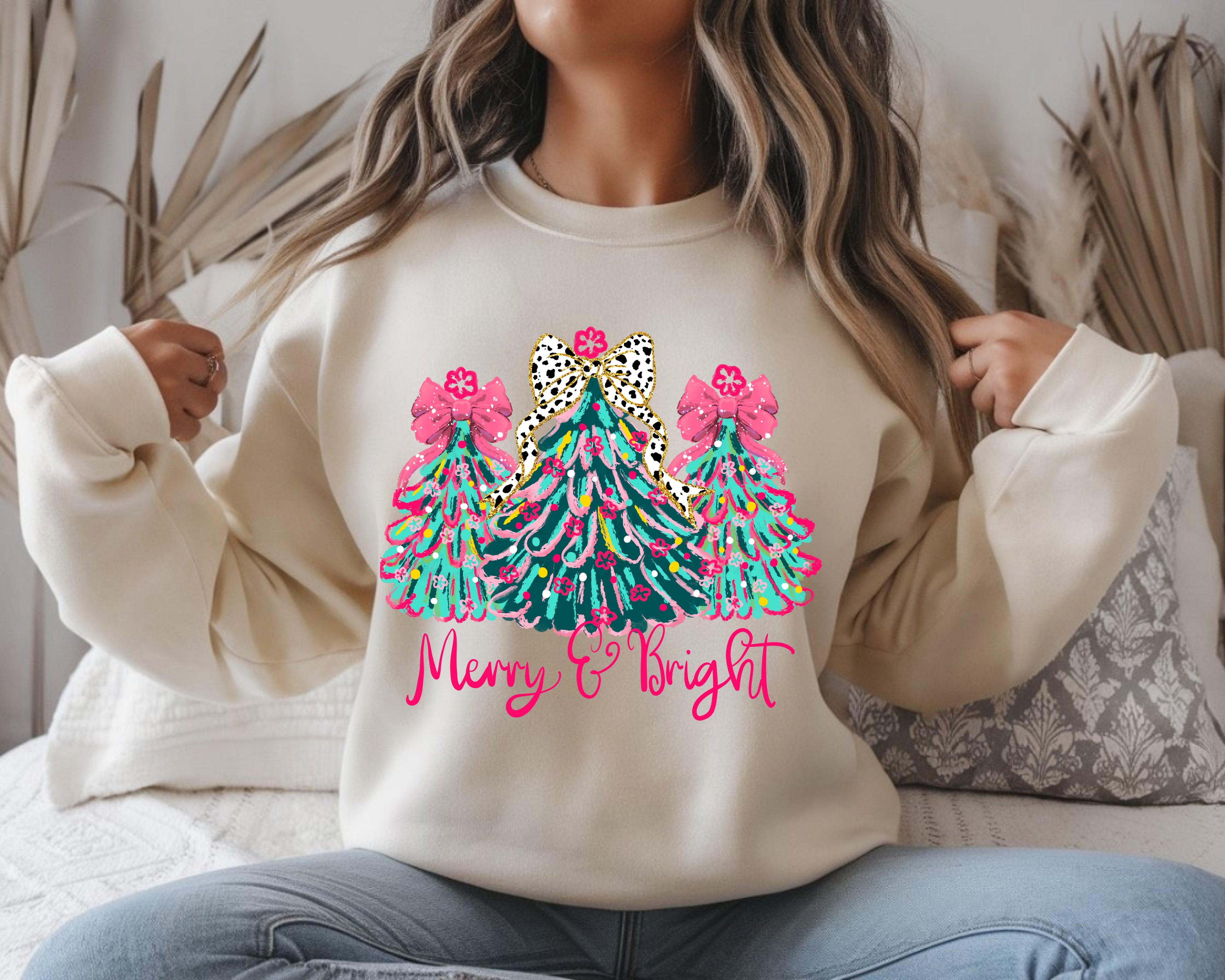 Merry & Bright Christmas Trees Sweatshirt
