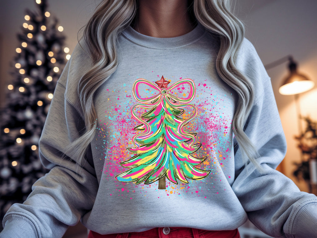 Preppy Colorful Christmas Tree Sweatshirt