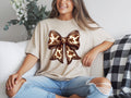 Brown Cow Print Cow-Bow T-Shirt