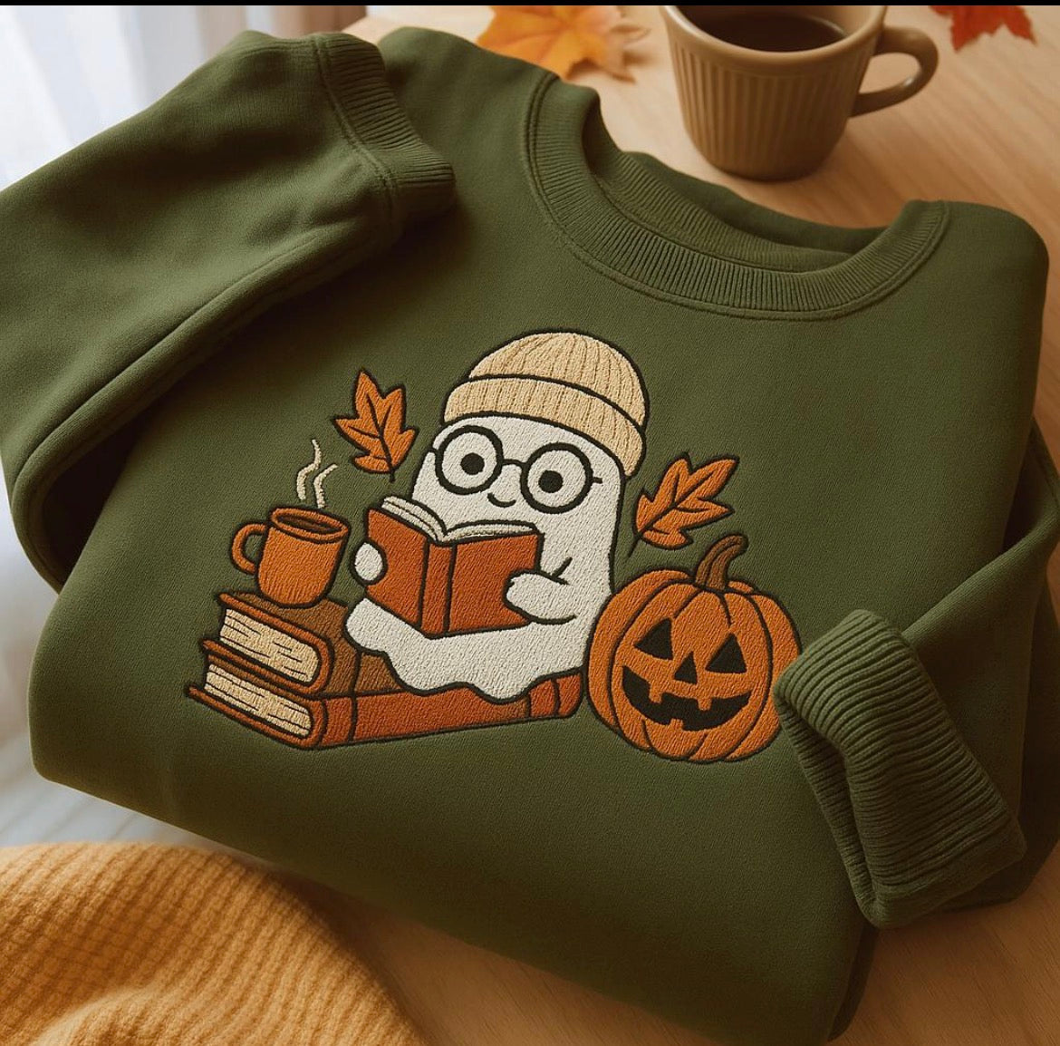 Ghost Reading Embroidered Sweatshirt