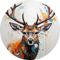 Deer Oil Painting Car Coaster - Set of 2