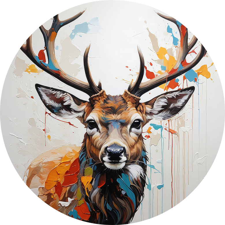 Deer Oil Painting Car Coaster - Set of 2