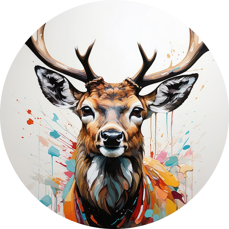 Deer Oil Painting Car Coaster - Set of 2