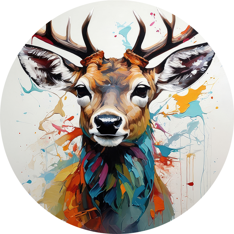 Deer Oil Painting Car Coaster - Set of 2