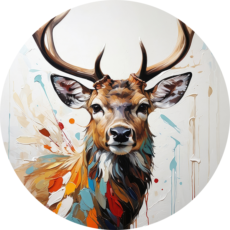 Deer Oil Painting Car Coaster - Set of 2
