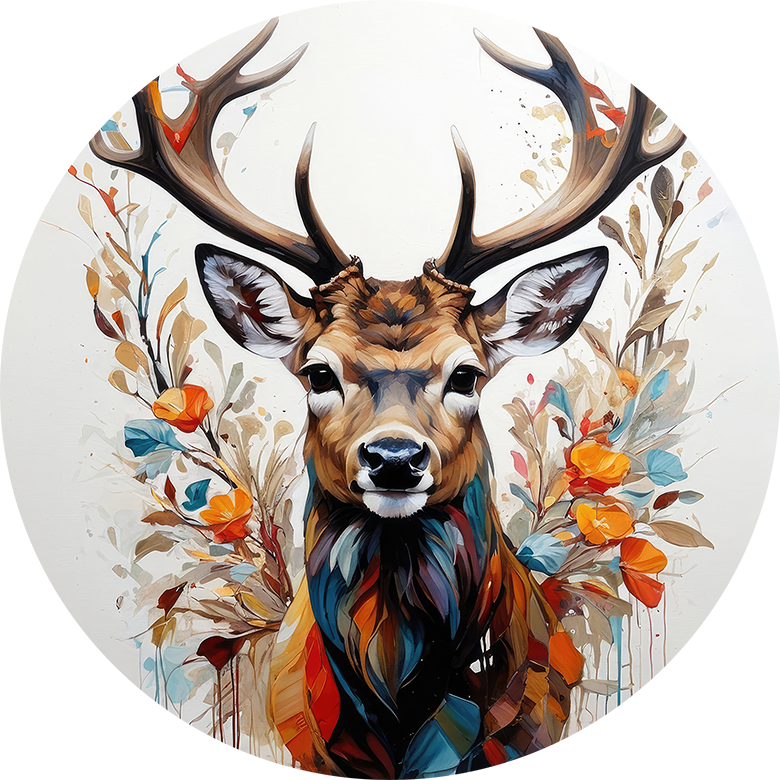 Deer Oil Painting Car Coaster - Set of 2