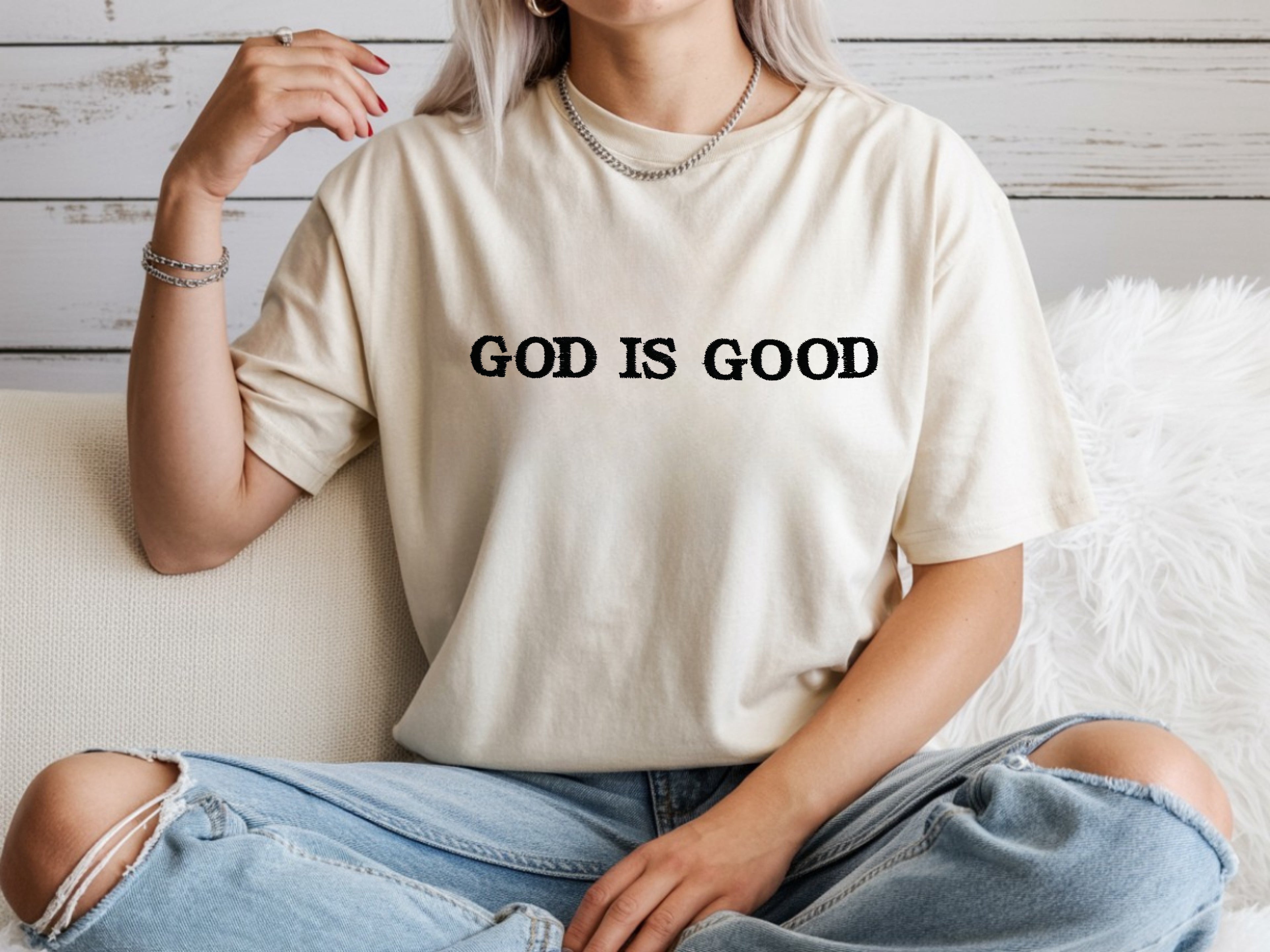 God is Good Embroidered T-Shirt