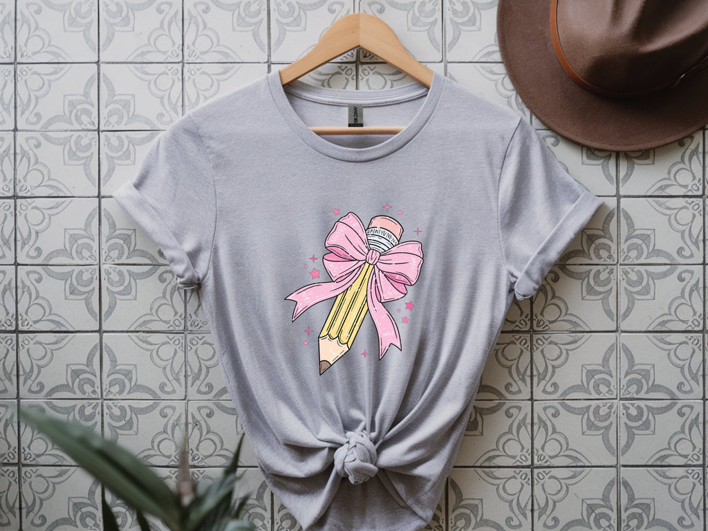 Cute & Chic Pencil with Bow T-Shirt – Teacher Appreciation Tee