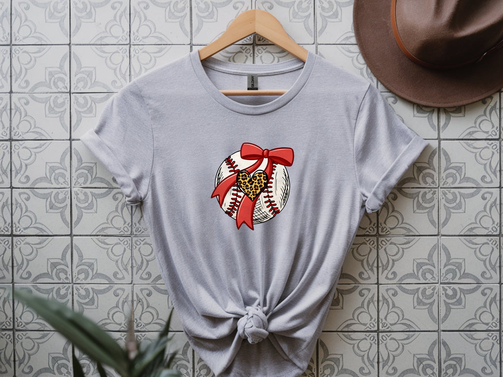 Baseball Bow & Leopard Heart T-Shirt – Baseball Mom Tee