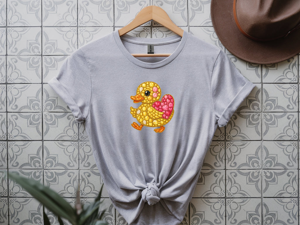 Adorable Duck Bling T-Shirt – Sparkly Gem Graphic Tee