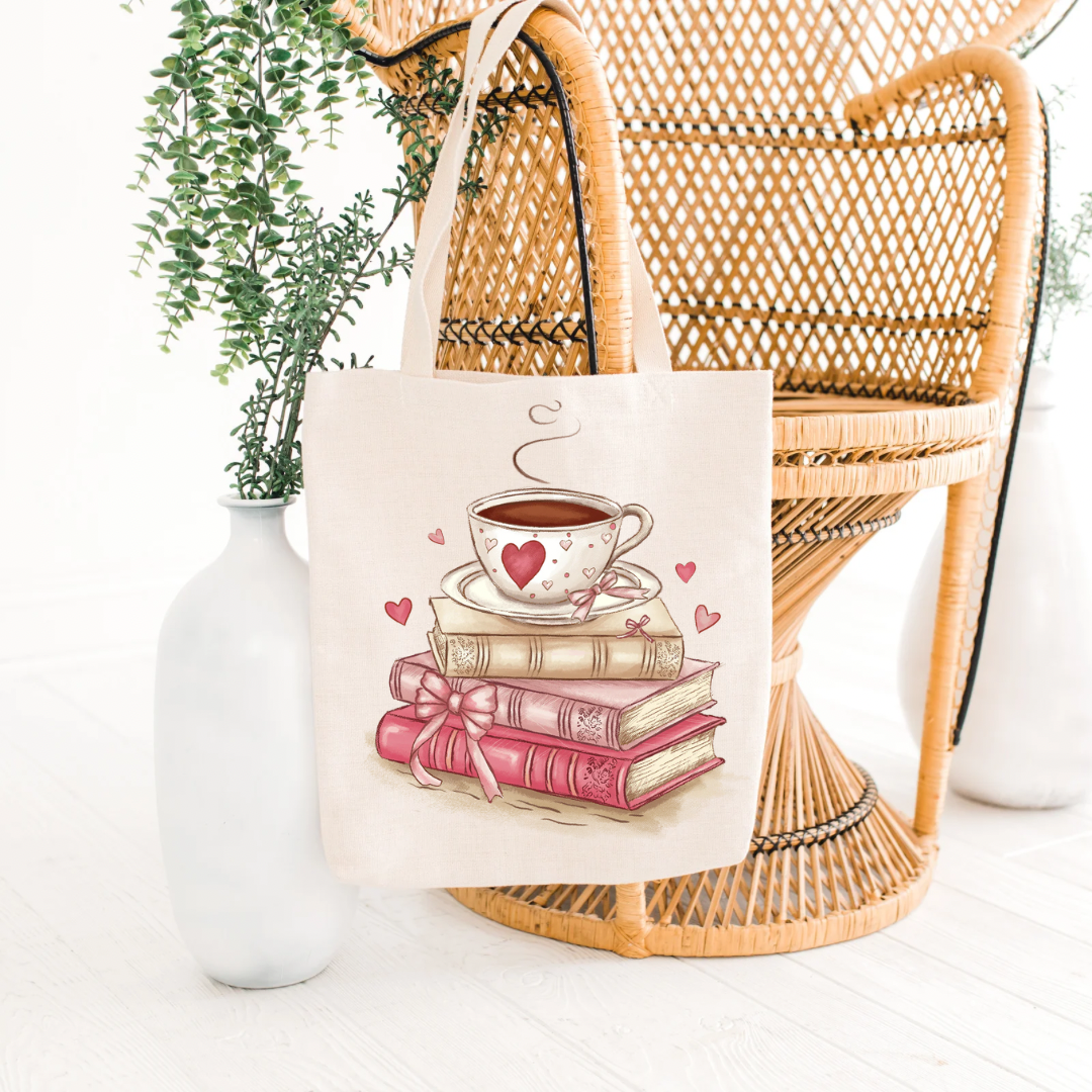 Coffee, Books & Bows
 Eco-Friendly Canvas Tote