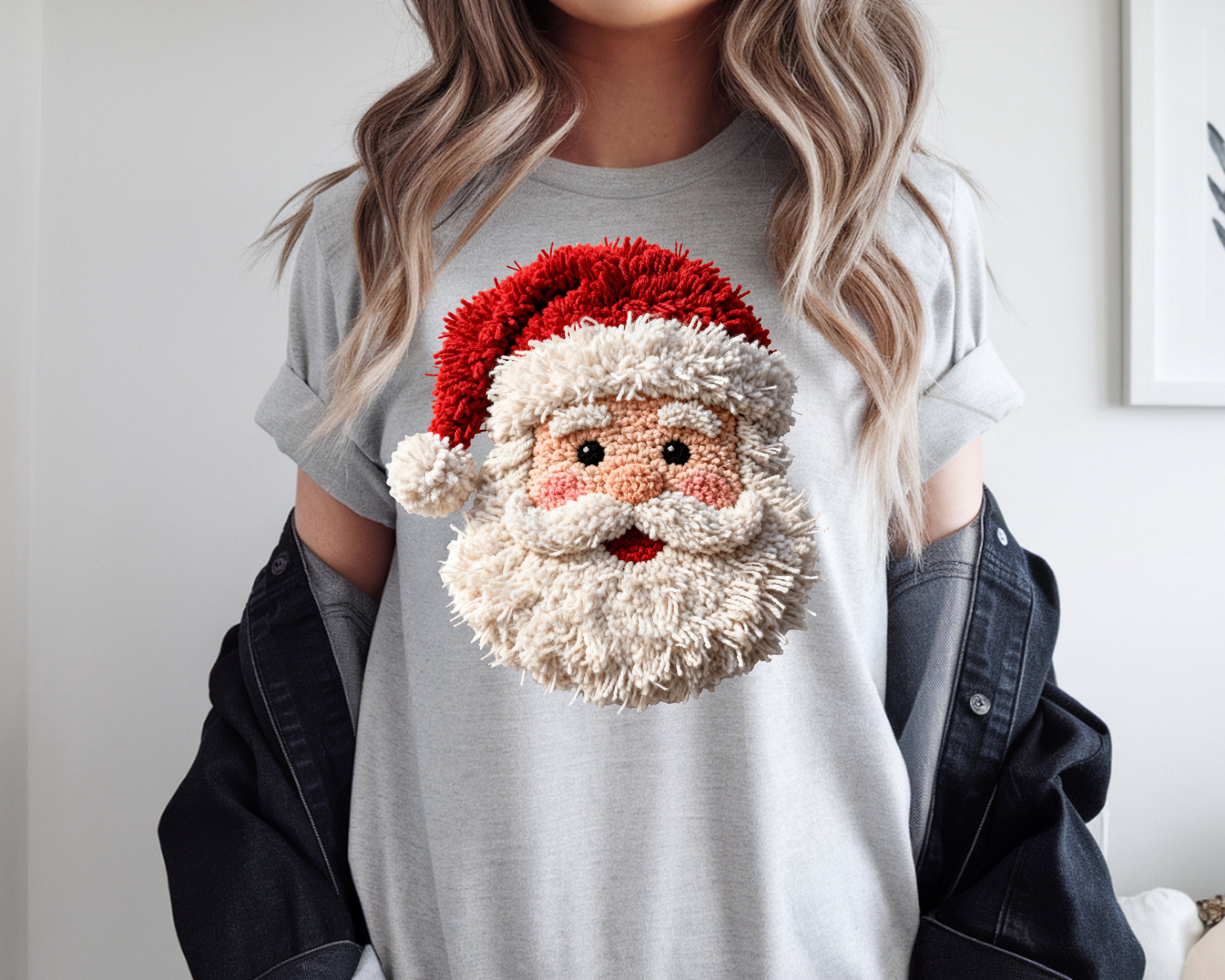 Santa Face Faux Yarn - T-Shirt