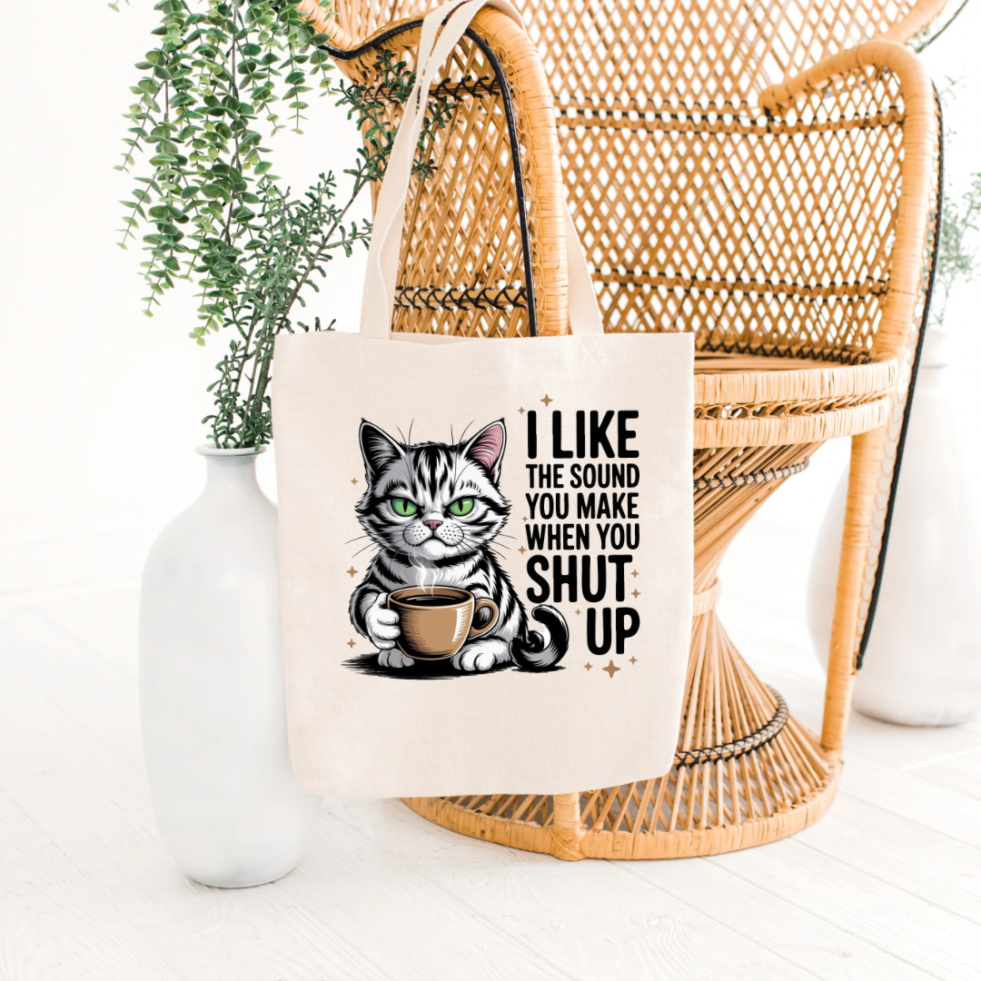 Coffee Cat "Shut Up" Eco-Friendly Canvas Tote