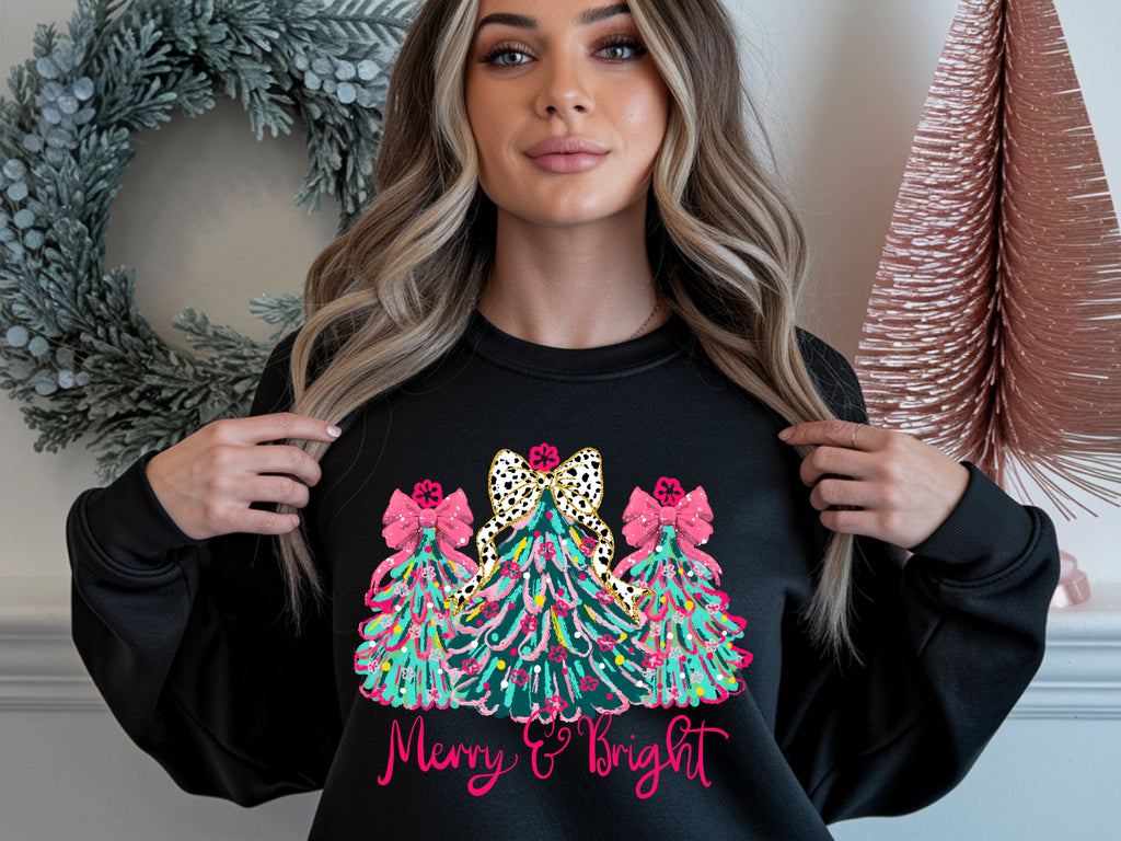 Merry & Bright Christmas Trees Sweatshirt
