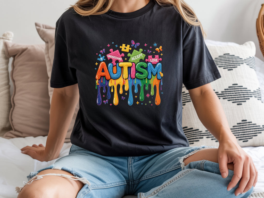 Autism Awareness Faux Yarn Puzzle T-Shirt - Premium Graphic Tee